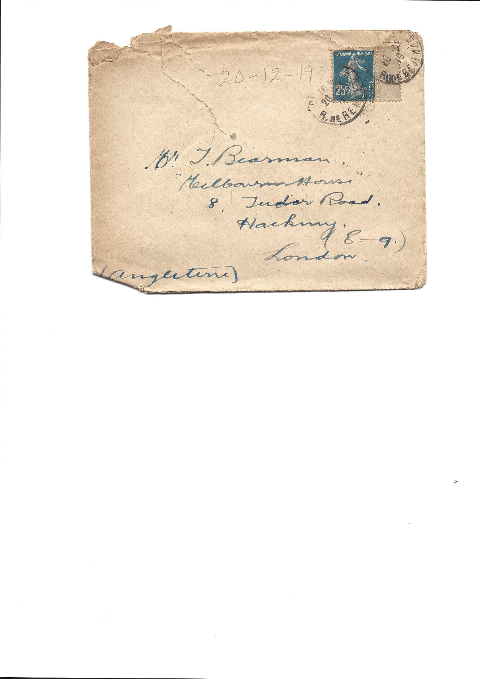 1919-12-20 page 1 letter by Donald Bearman