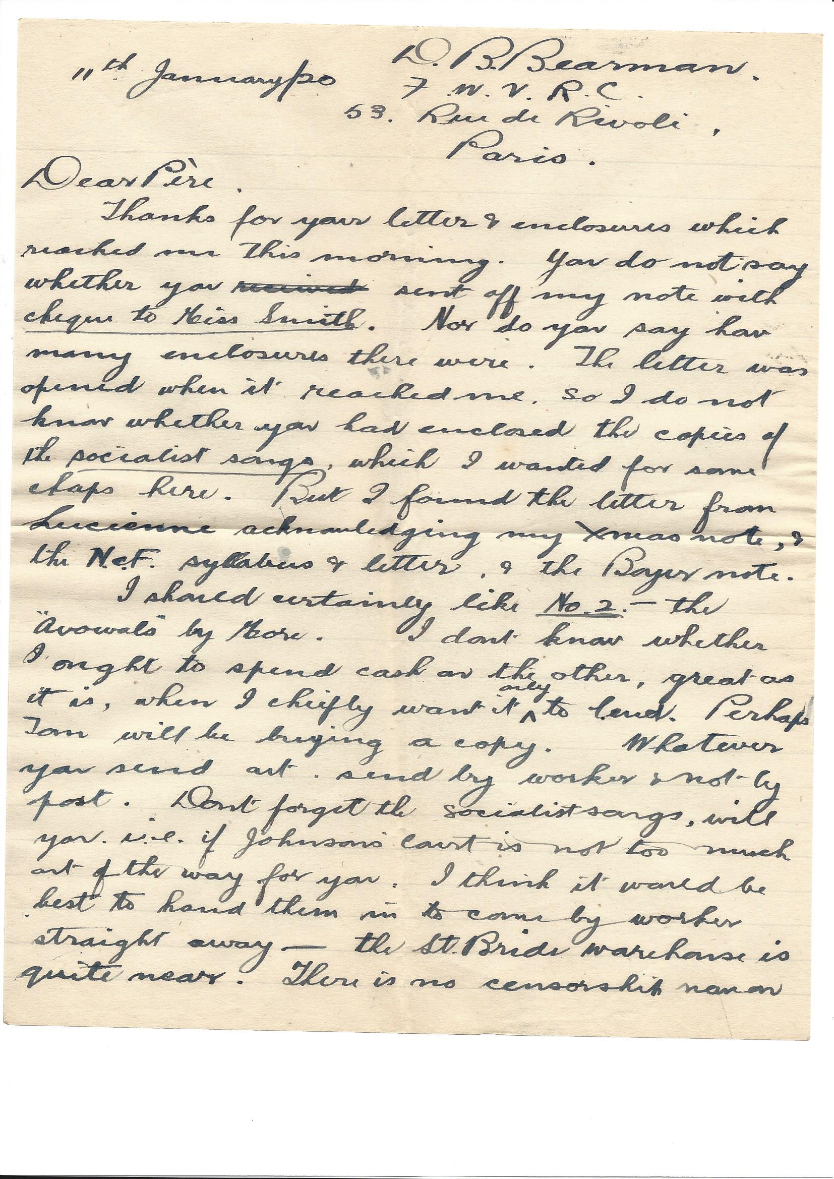 1920-01-11 page 2 letter by Donald Bearman