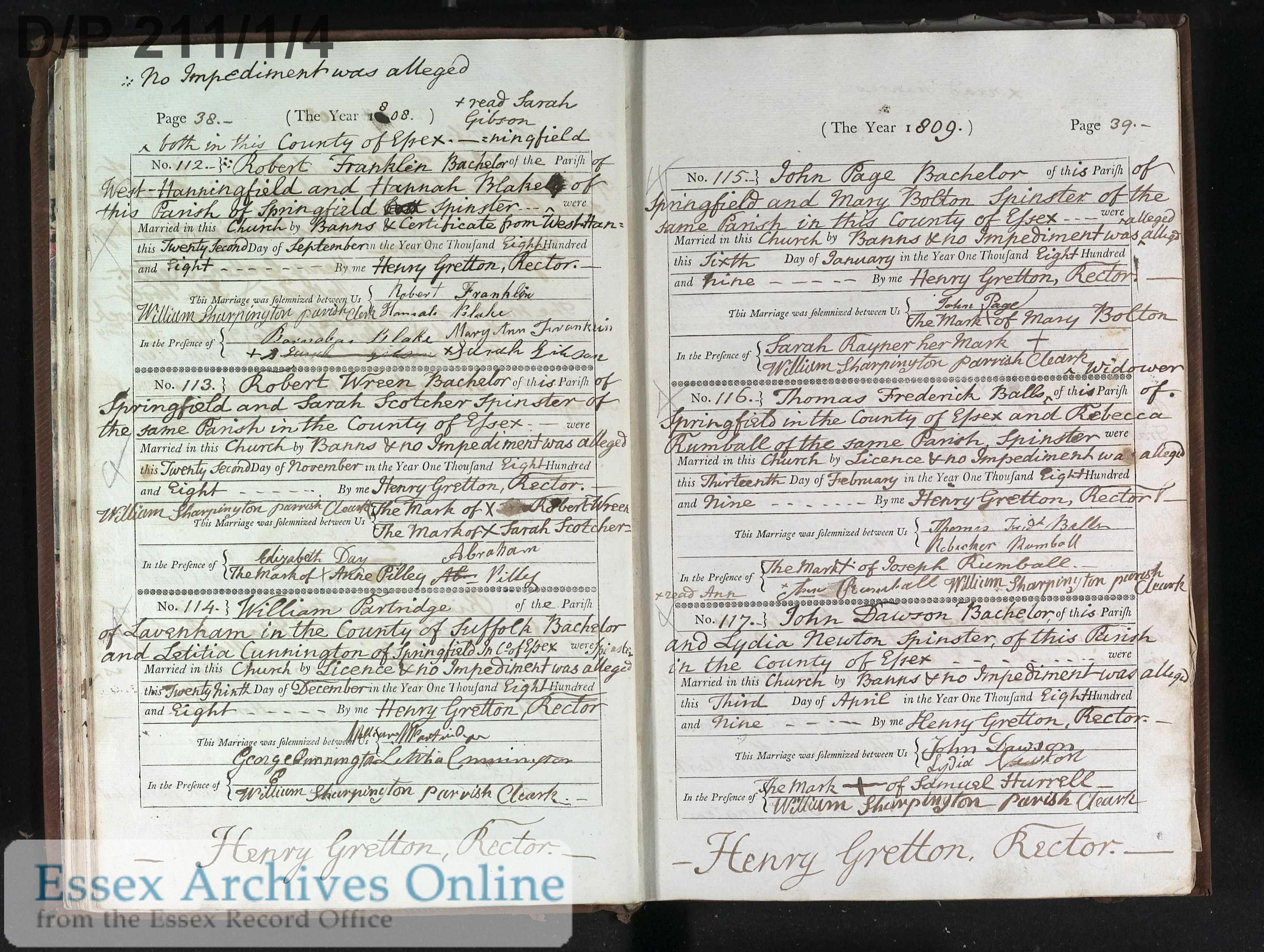 1809 marriage of Rebecca Rumball to Thomas Frederic Balls