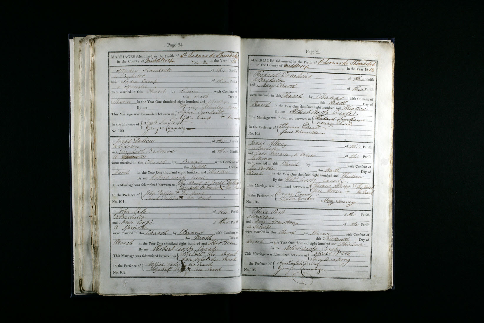 1813 marriage of Mary Armstrong to Oliver Pask