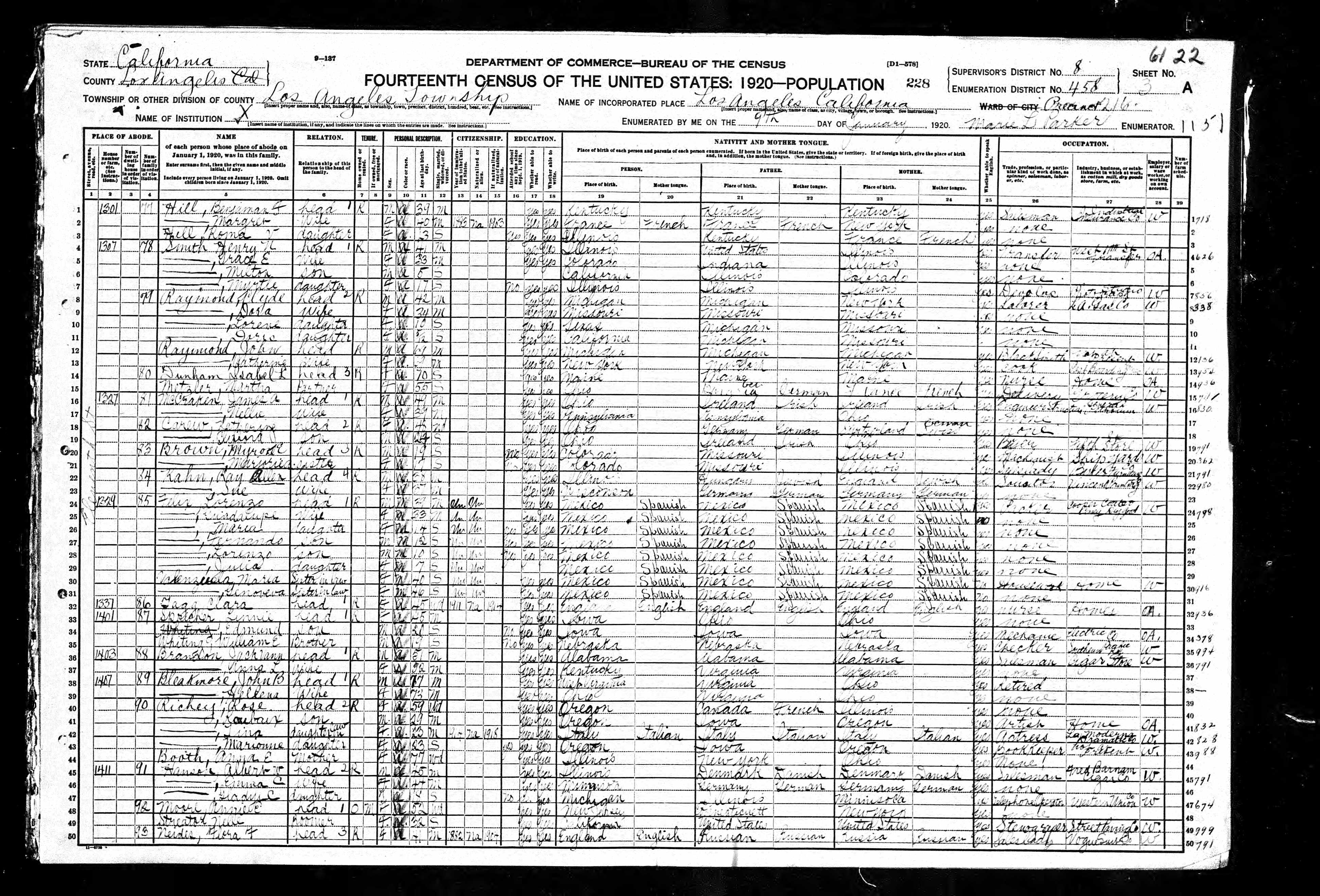 Clara gave her age as 45 at the time of the 1920 census.