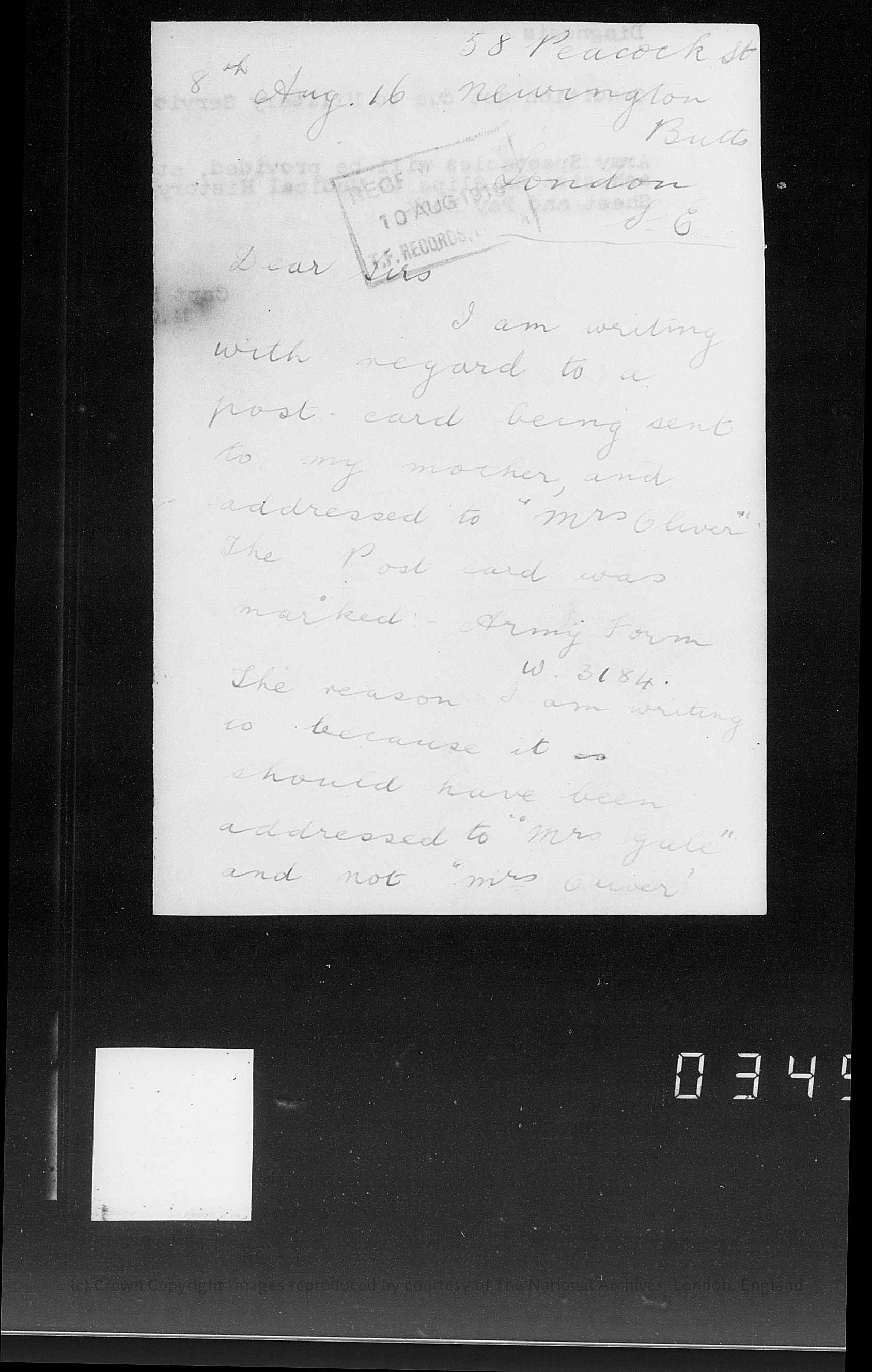 Letter written by Charles to ensure letters were addressed properly to his foster mother