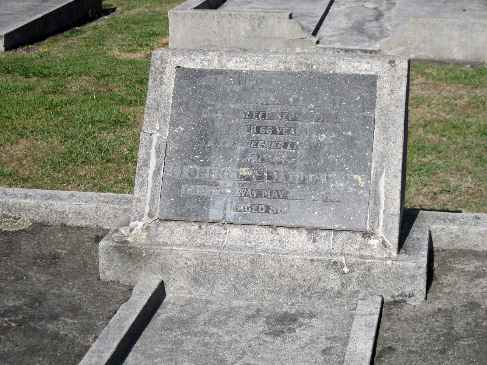 Herbert and Florence Clark, Featherston Cemetery, New Zealand