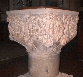 Perhaps Thomas Bearman was splashed in this font in Springfield church in 1813
