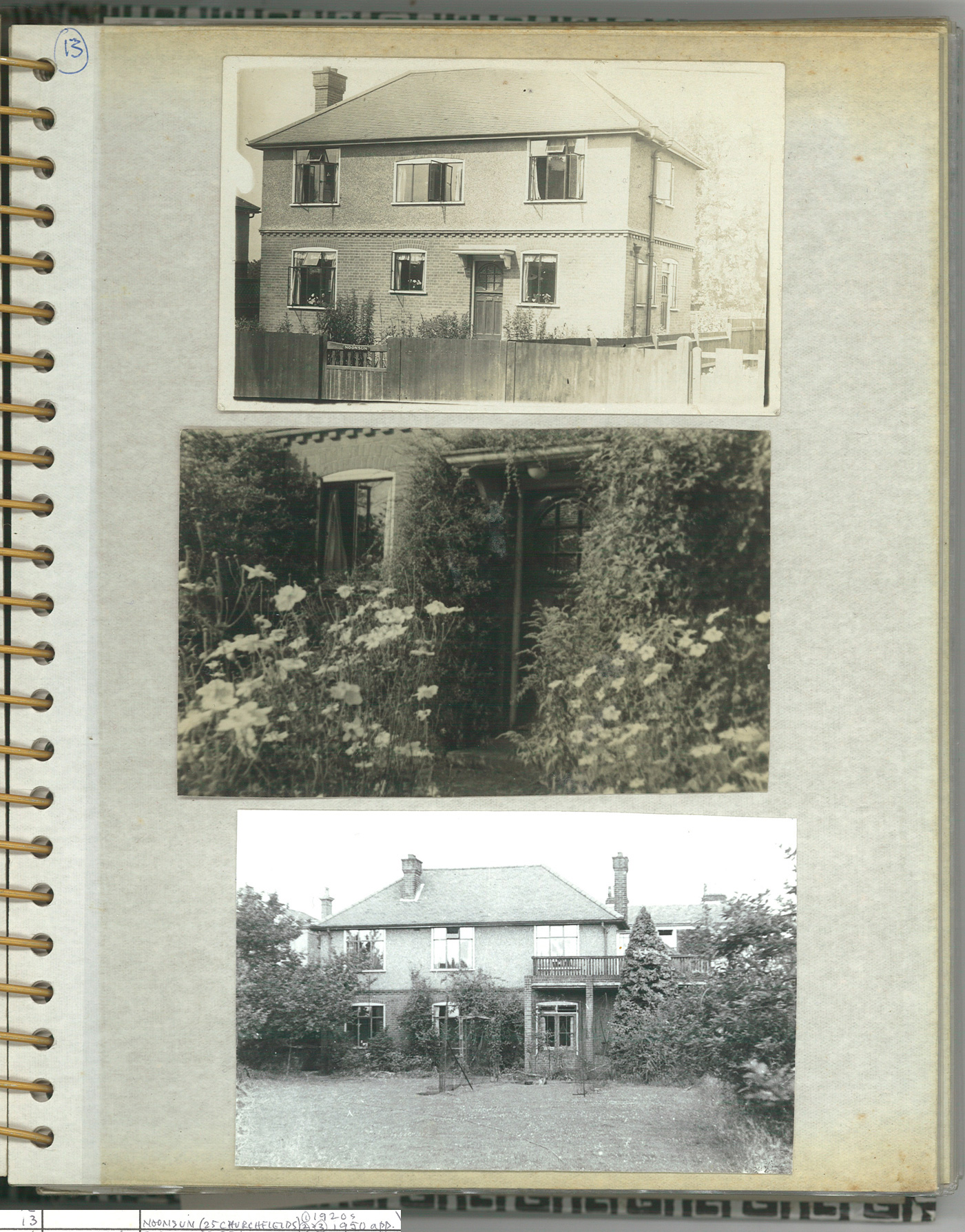 P13: Noonsun 25 Churchfields, Broxbourne, Herts, 1920s and 1950s