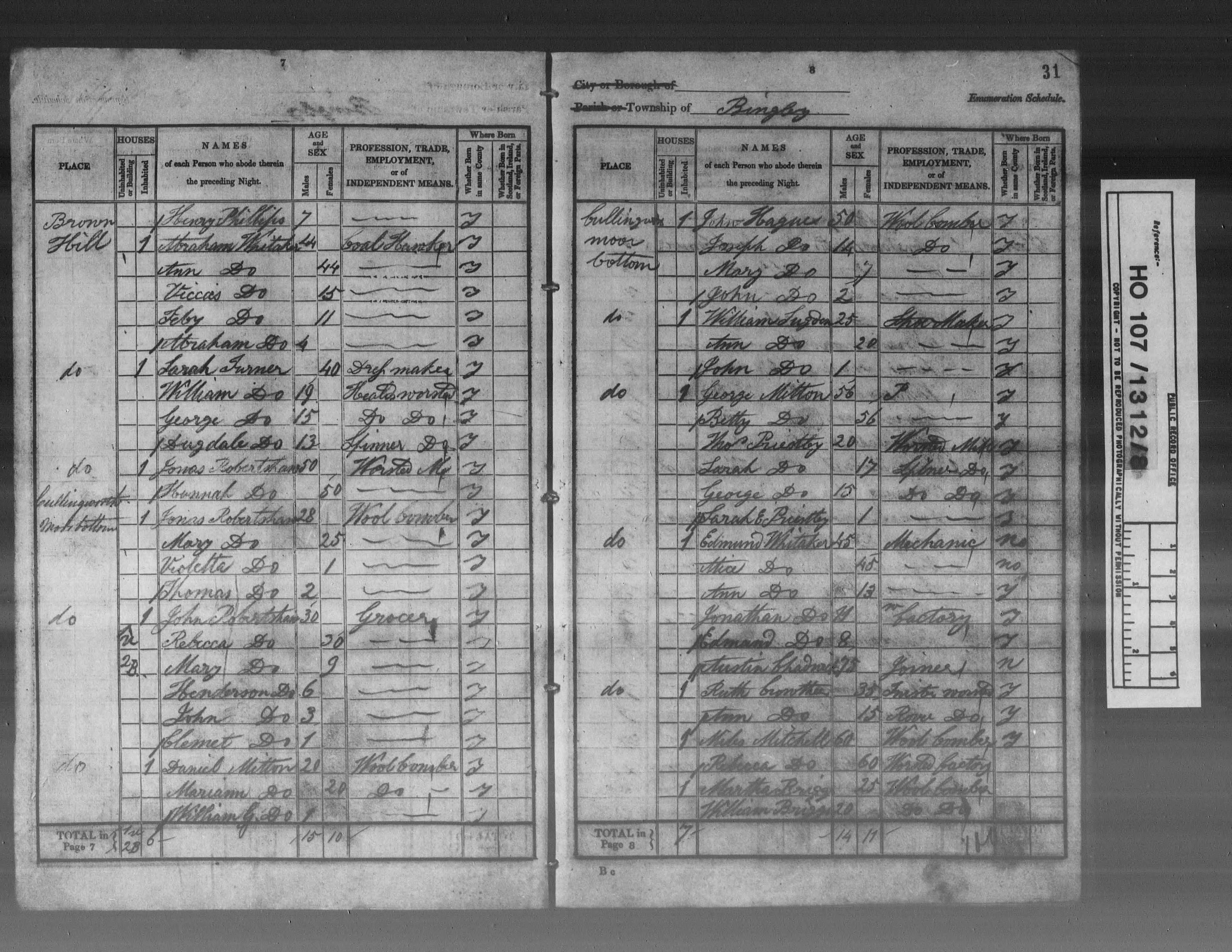 1841: Cullingworth Moor Bottom, Bingley, Keighley, Yorkshire