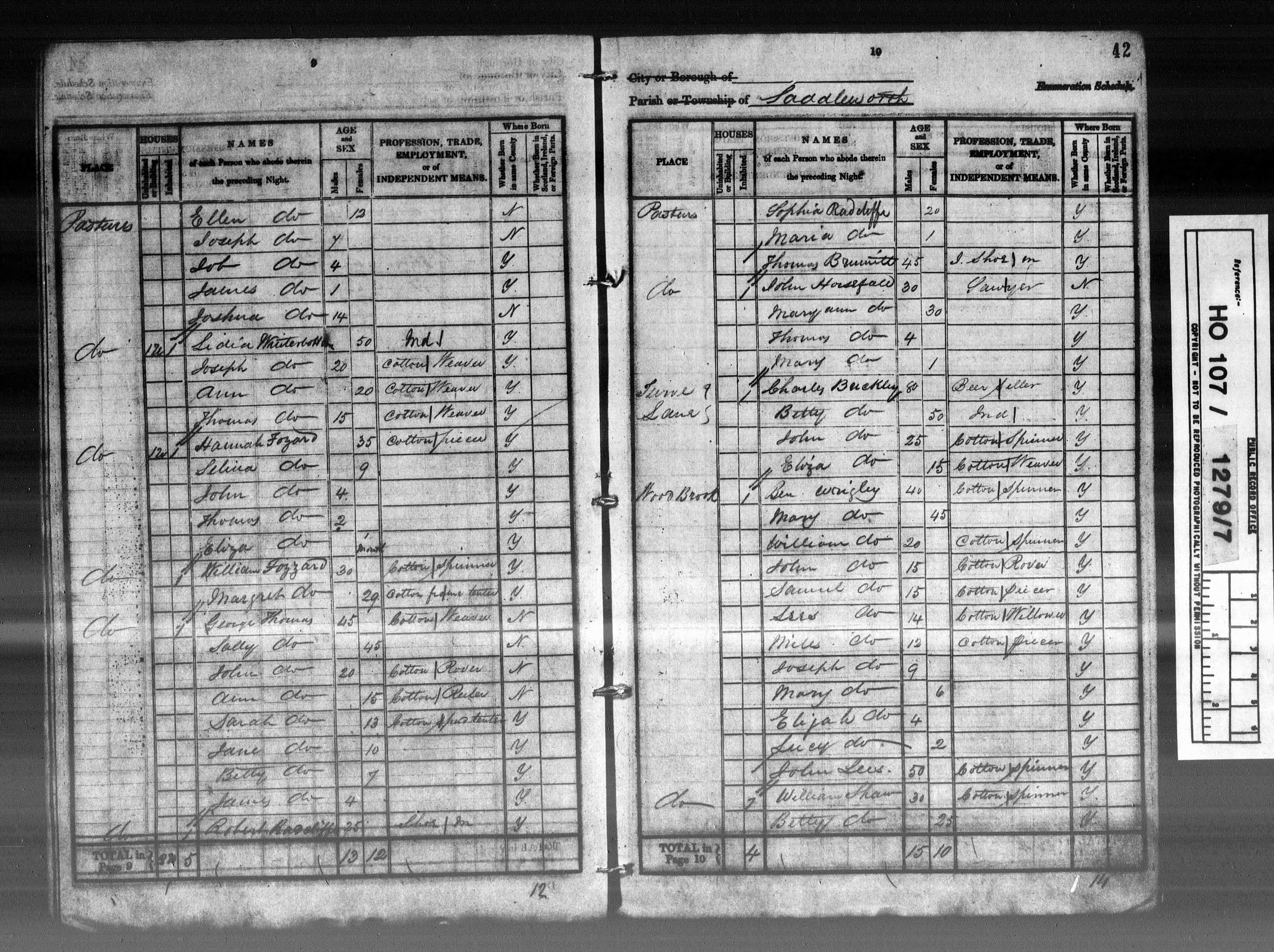 1841: Pastures, Rochdale, Saddleworth, Yorkshire, Yorkshire (West Ridi