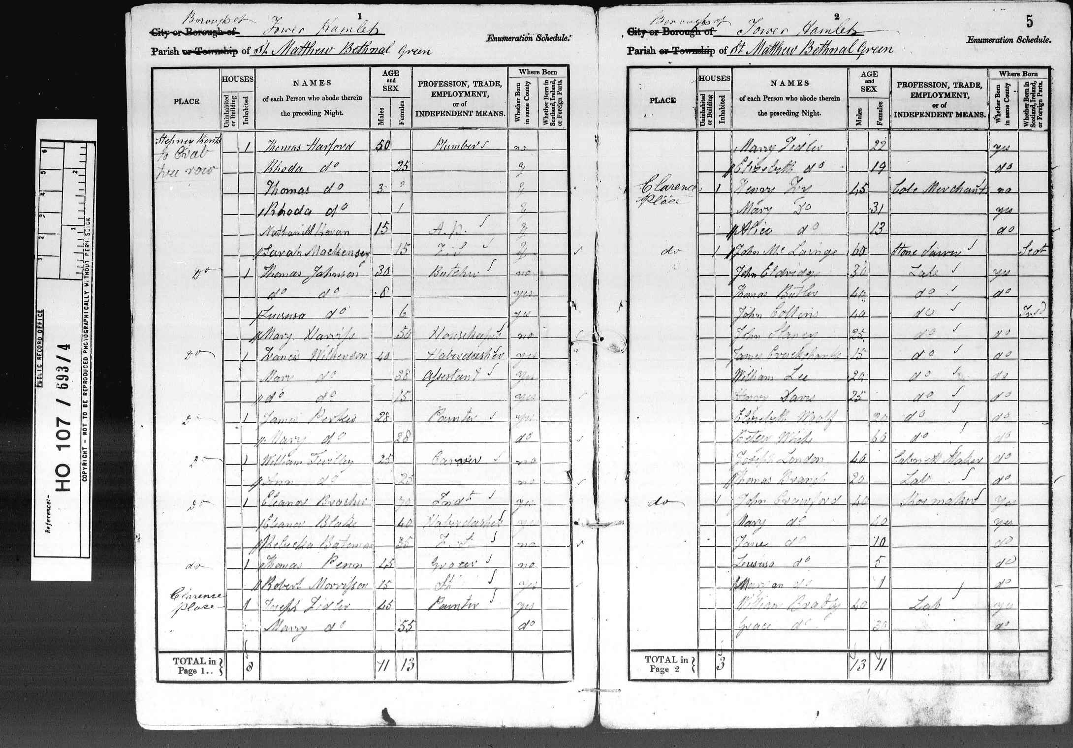 1841: Stepney Rents To Crab Tree Row, St Matthew Bethnal Green, Tower Hamlets, Middlesex