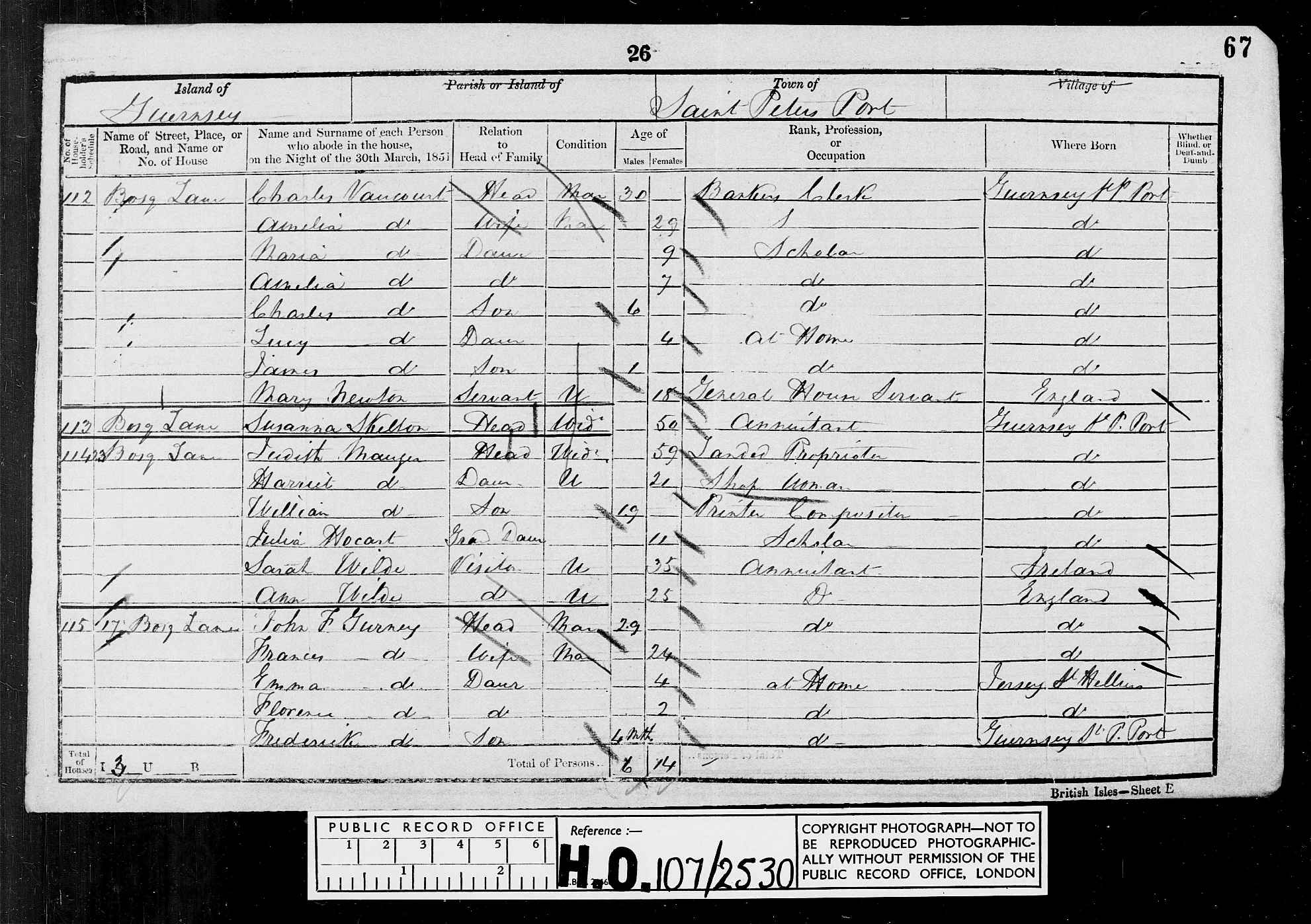 1851: 17 Bosq Lane, St Peter Port, Guernsey, Guernsey