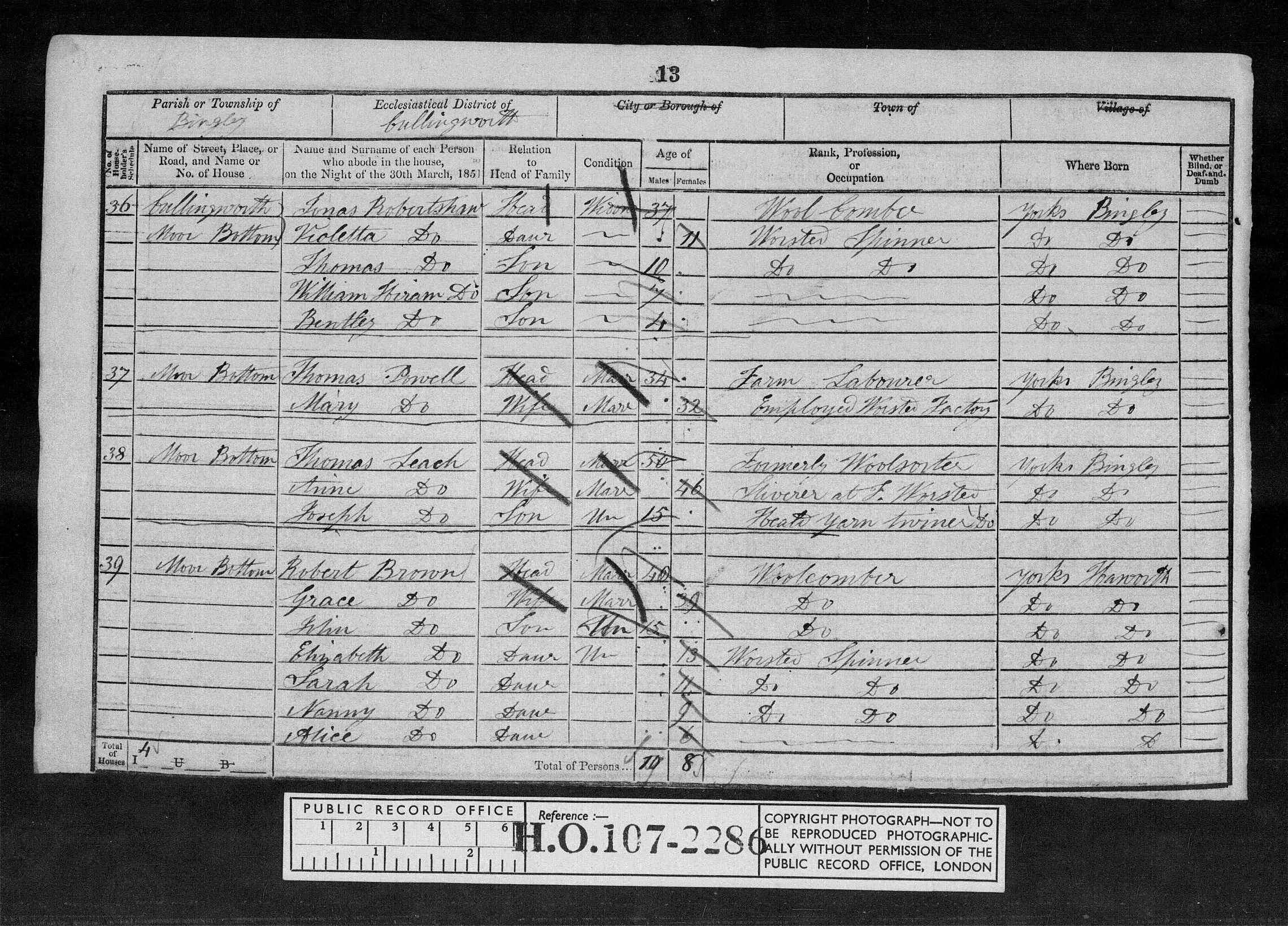 1851: Cullingworth Moor Bottom, Keighley, Yorkshire