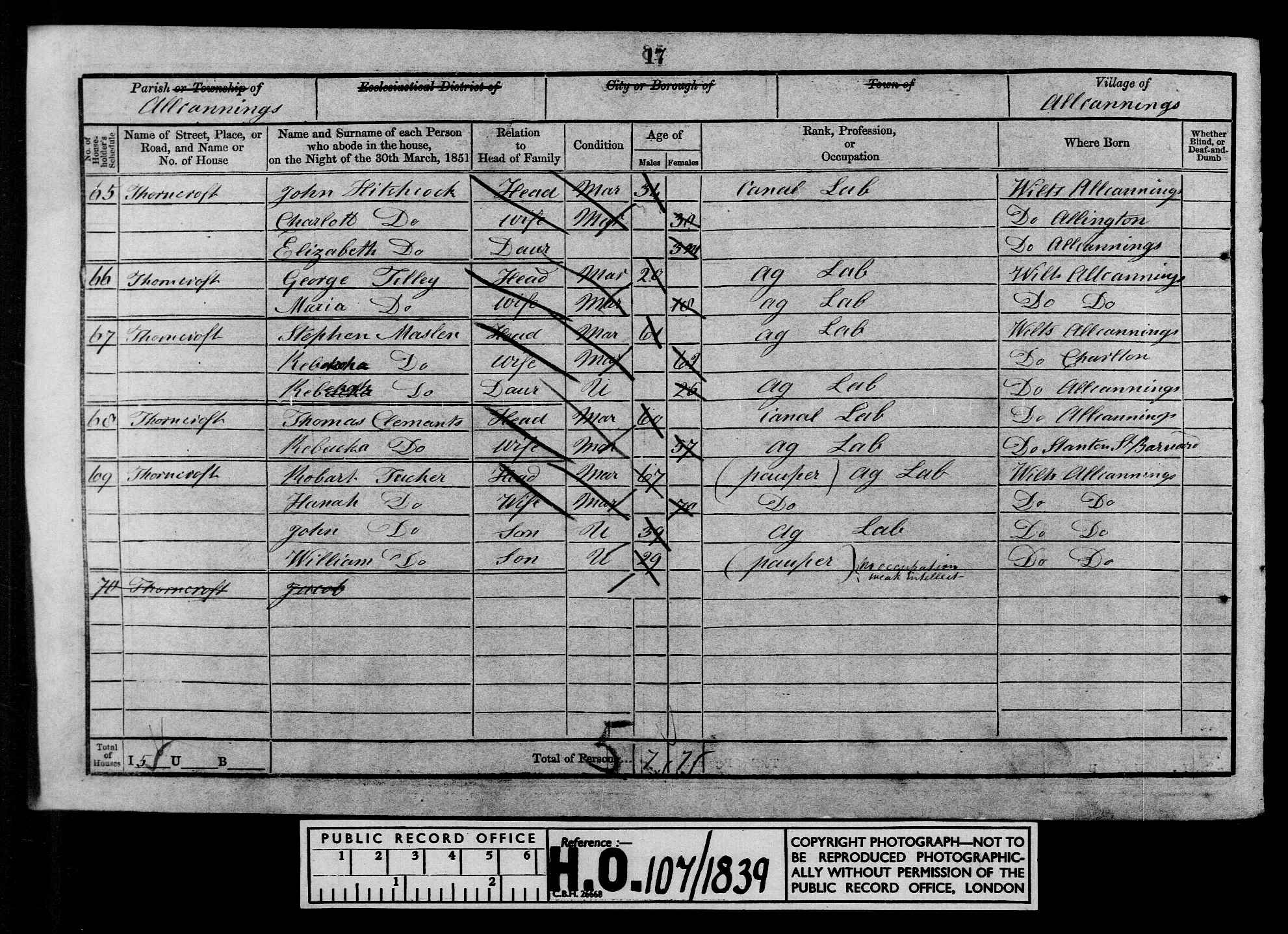 1851: Thorncroft, All Cannings, Wiltshire