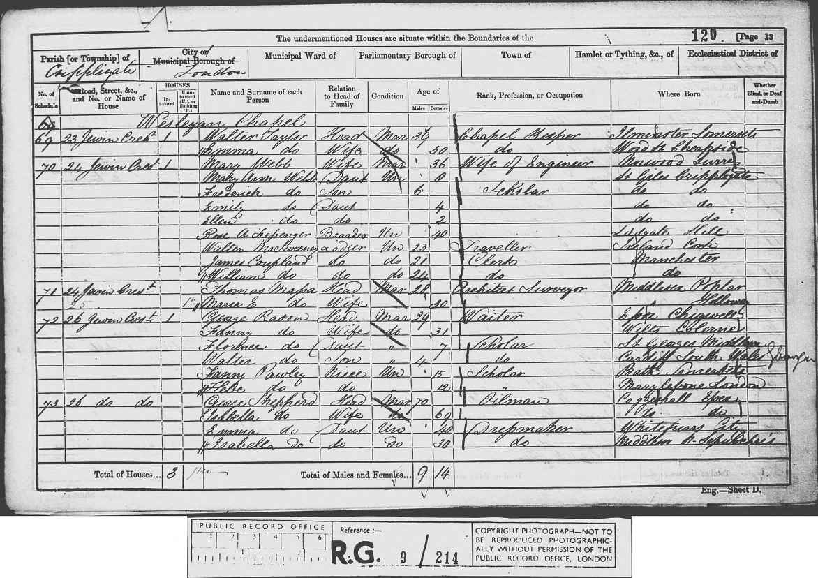 1861: 24, Jewin Crescent, Cripplegate, London, London, Middlesex