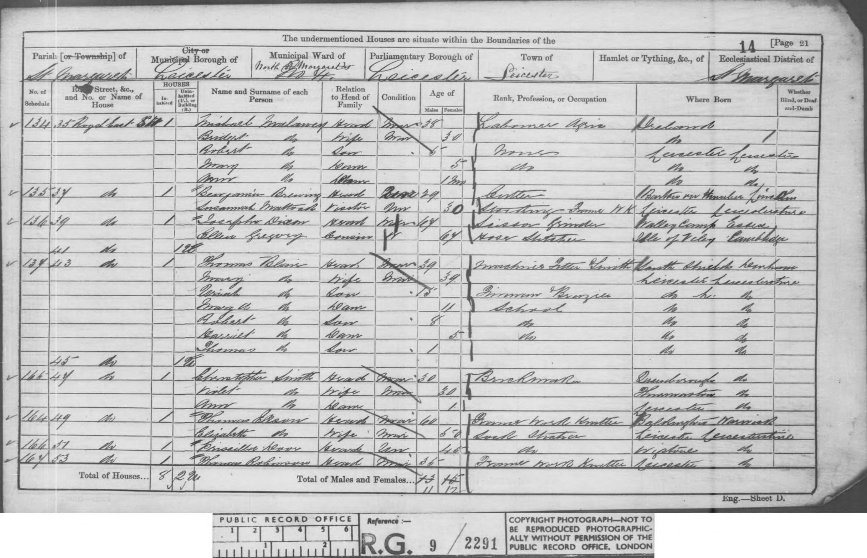 1861: 43 Royal East Street, St Margaret, Leicester, Leicestershire