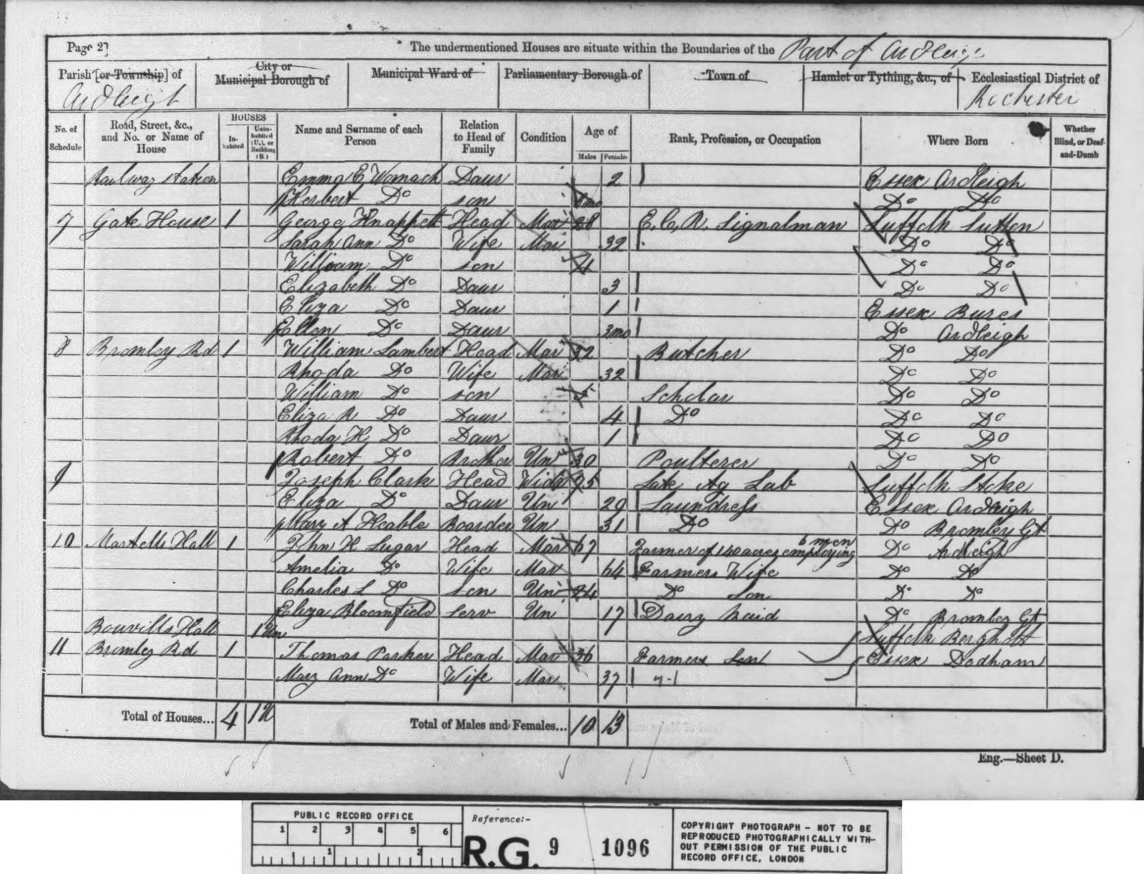 1861: Marsells Hall, Bromley Road, Ardleigh, Essex, Essex