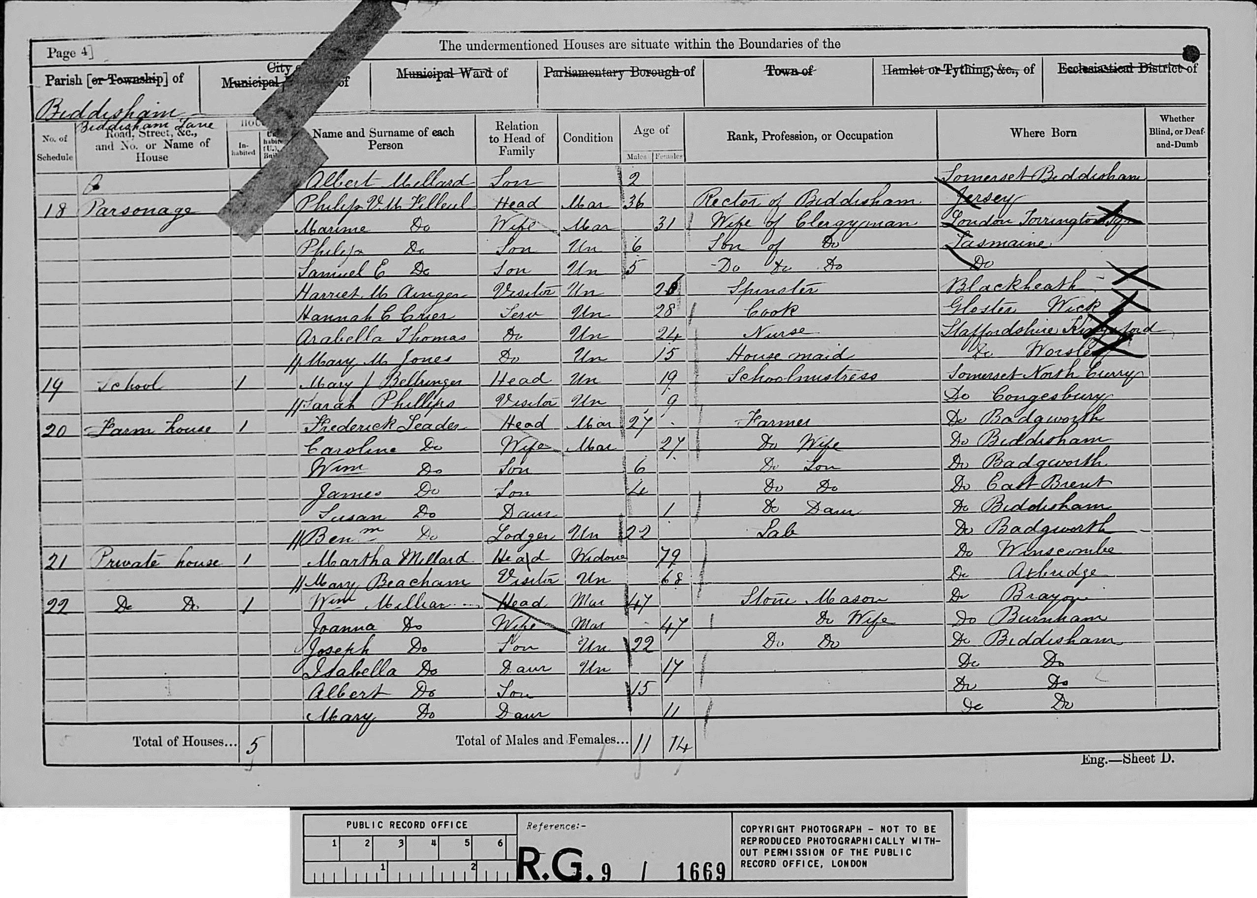 1861: Parsonage, Biddisham, Somerset