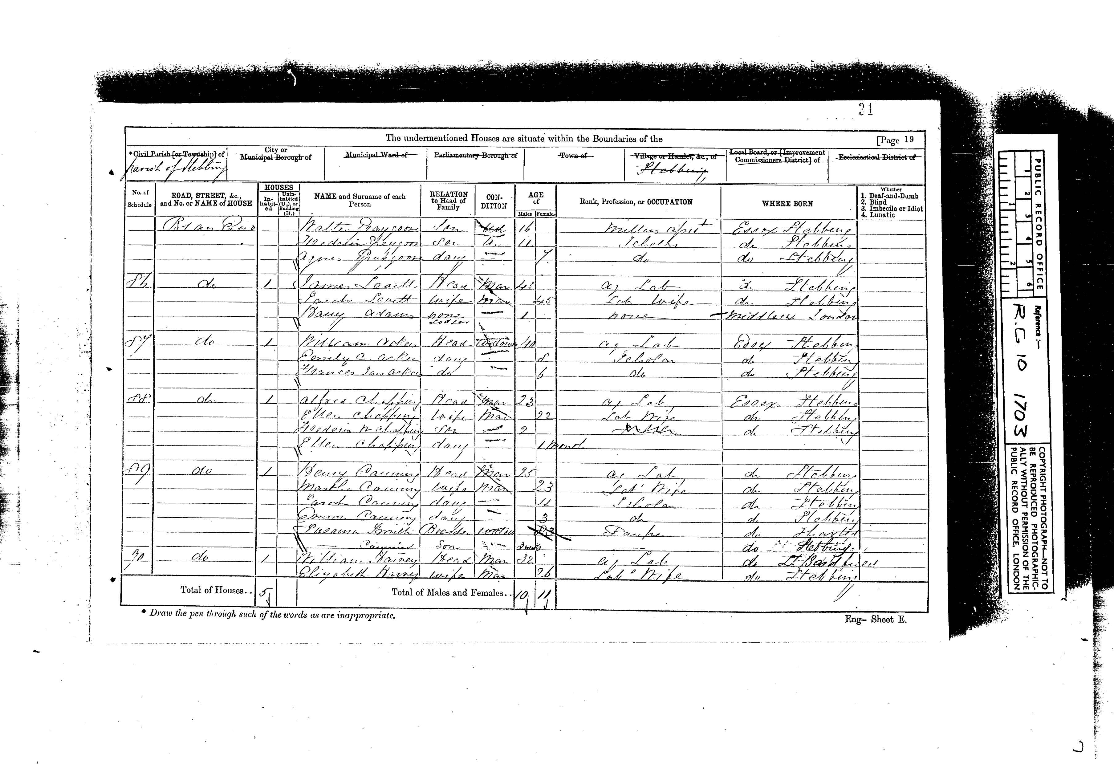 1871: Bran End, Stebbing, Essex