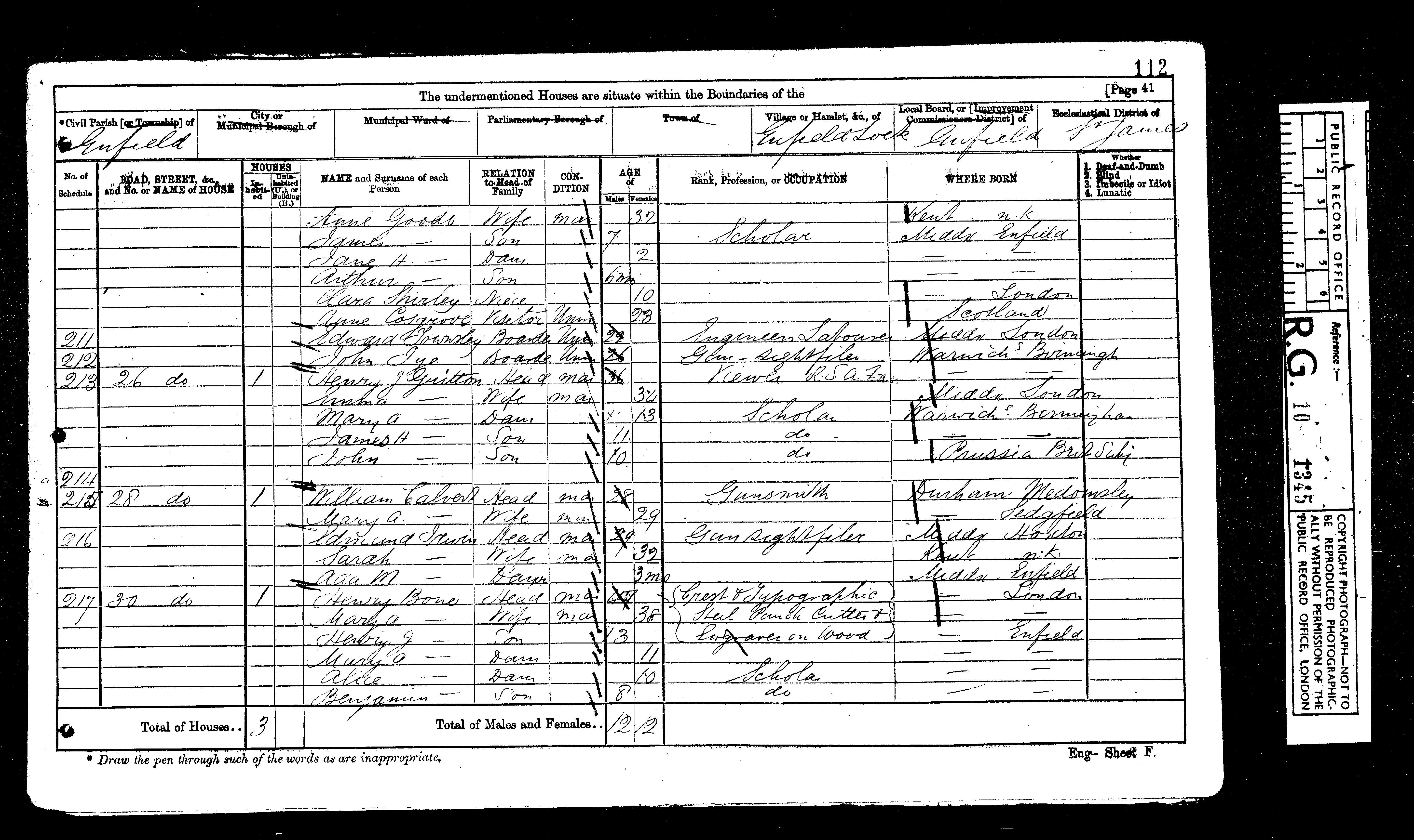 1871: Medcalf Road, Enfield, Middlesex