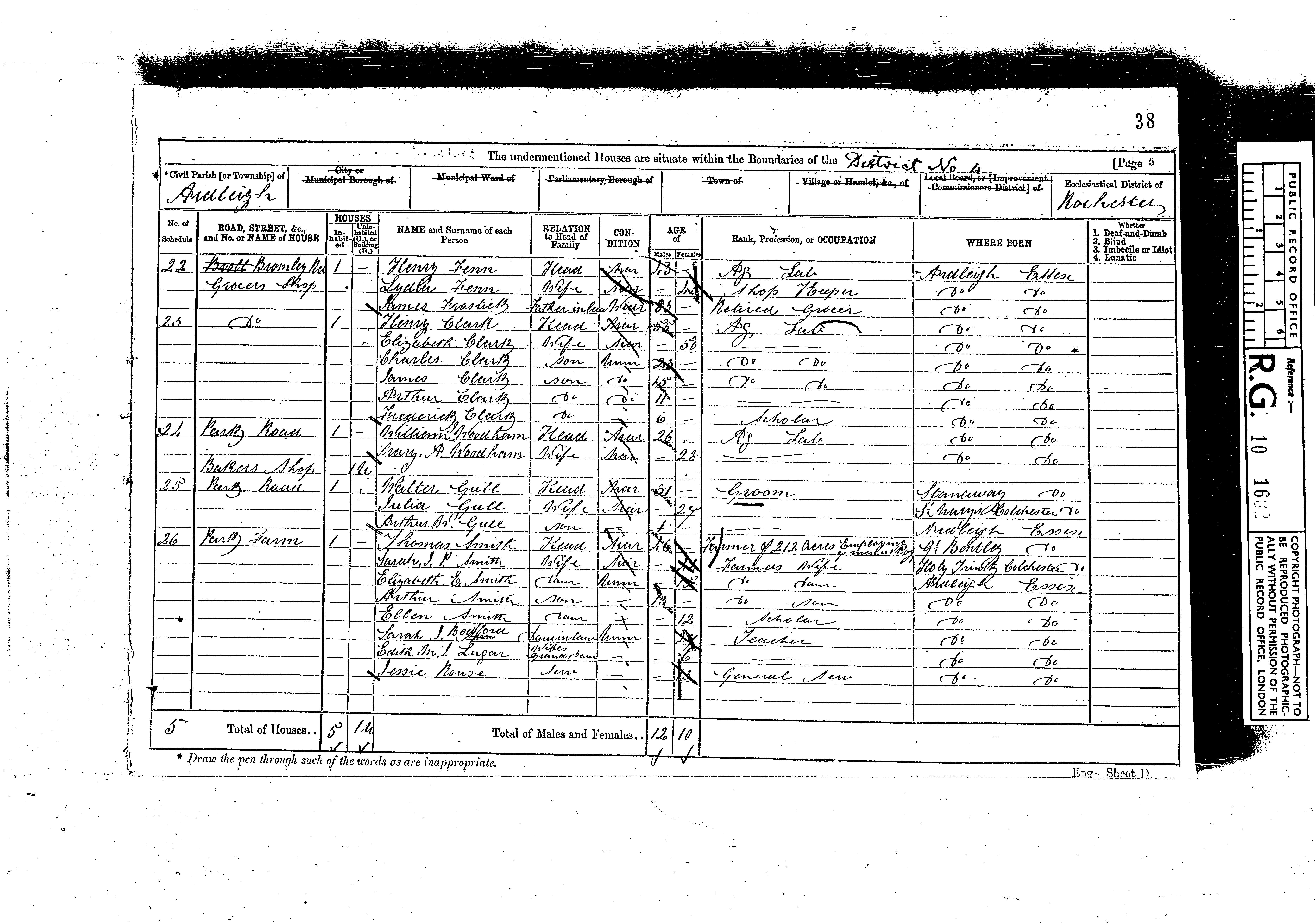 1871: Park Farm, Park Road, Ardleigh, Essex