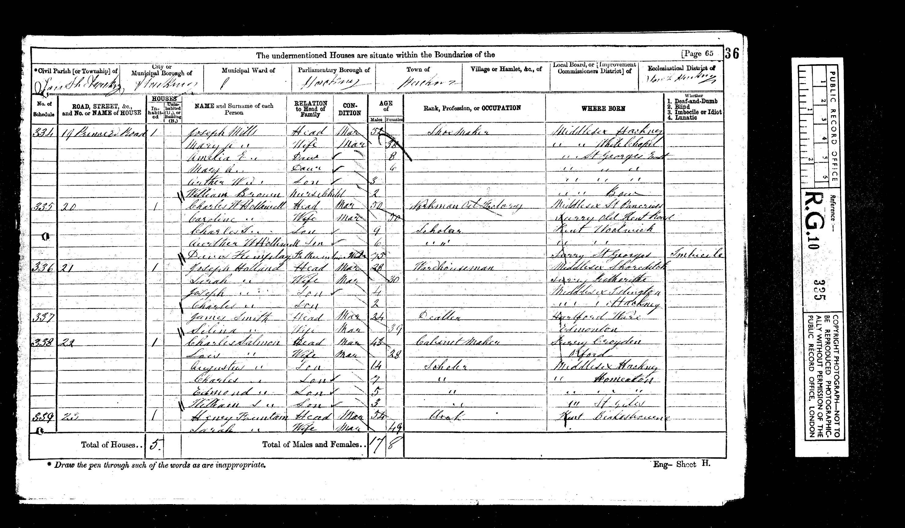 1871: Prince Edwards Street, London, Middlesex