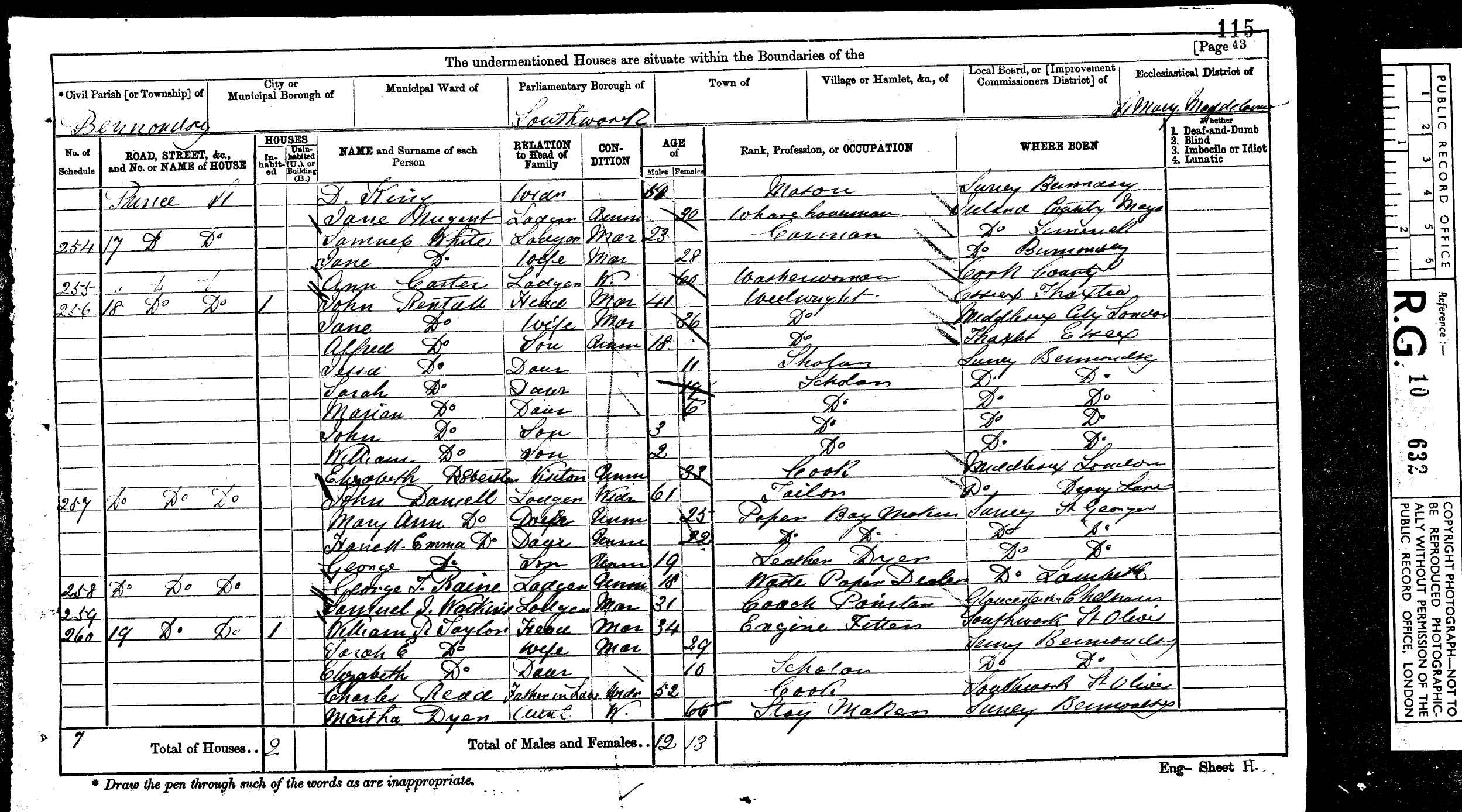 1871: Prince St, Bermondsey, London, Surrey