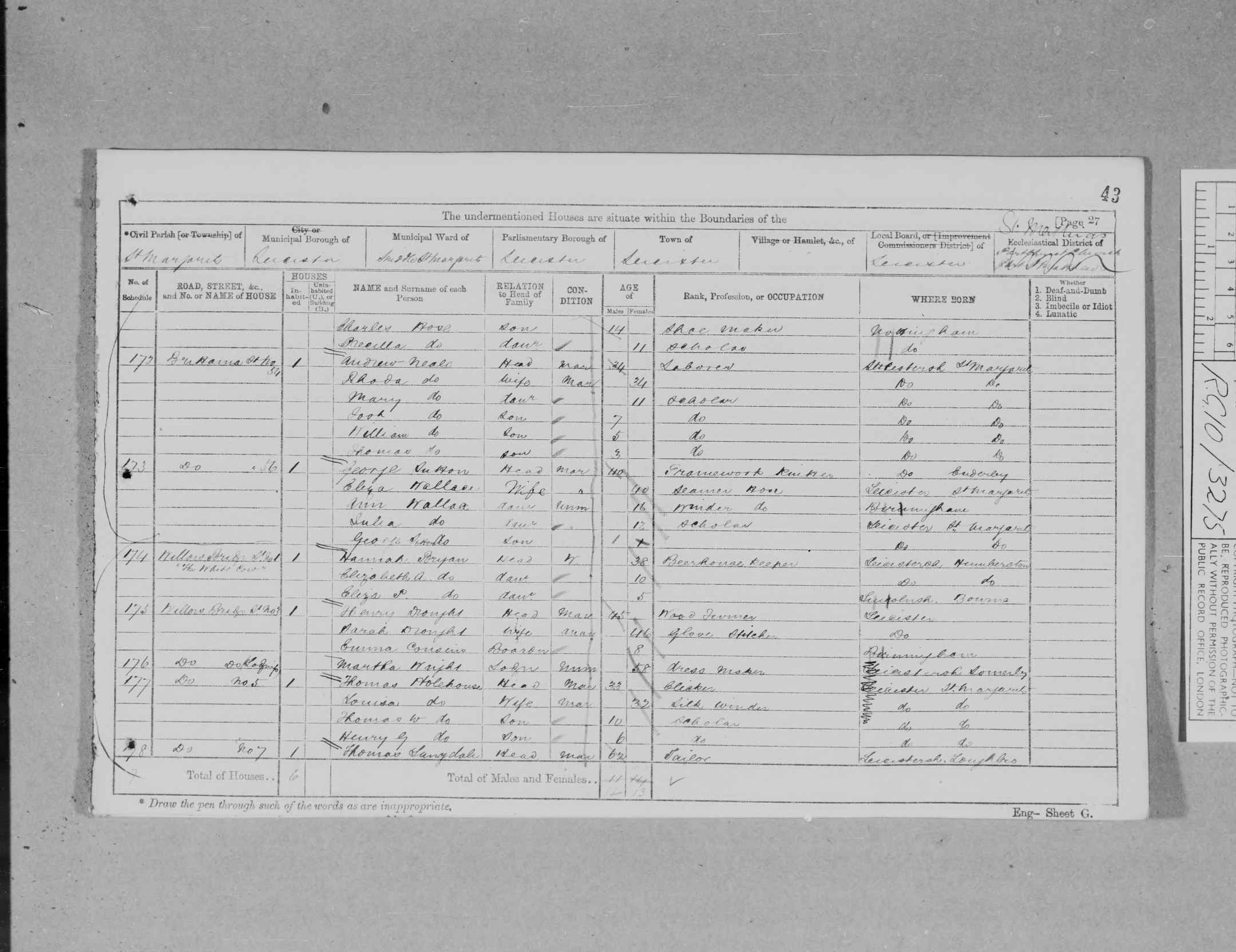 1871: Willow Bridge Street [2], St Margaret, Leicester, Leicestershire