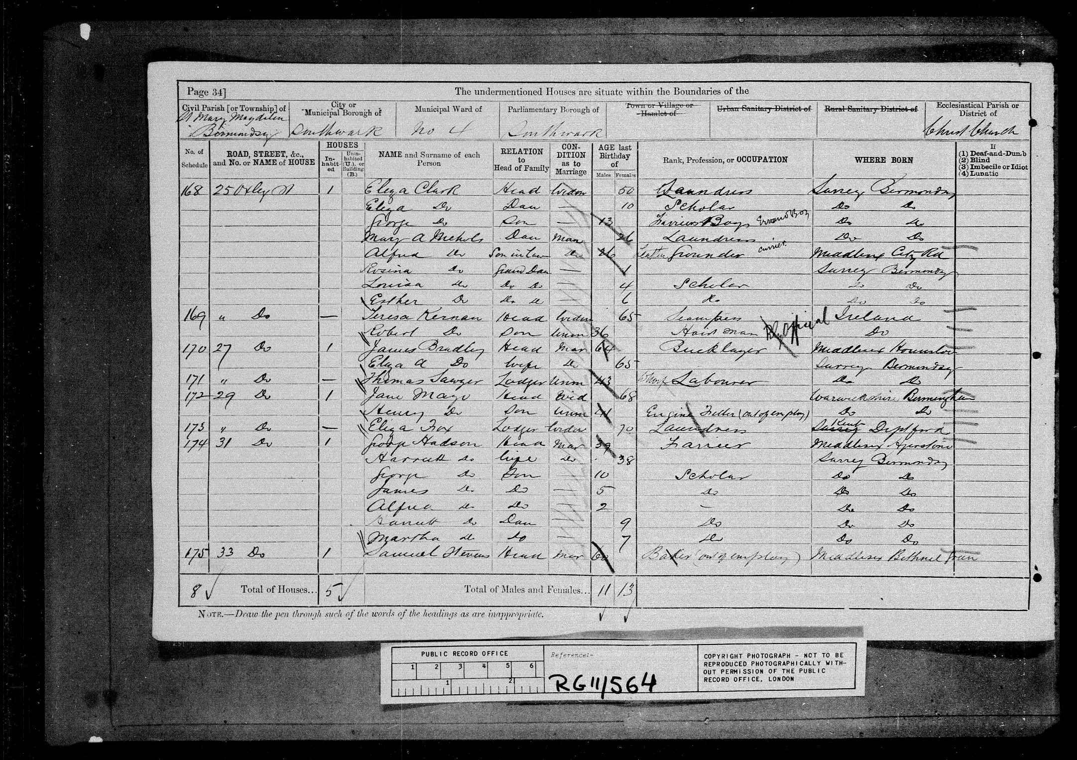 1881: 33, Oxly St, Bermondsey, London, Surrey