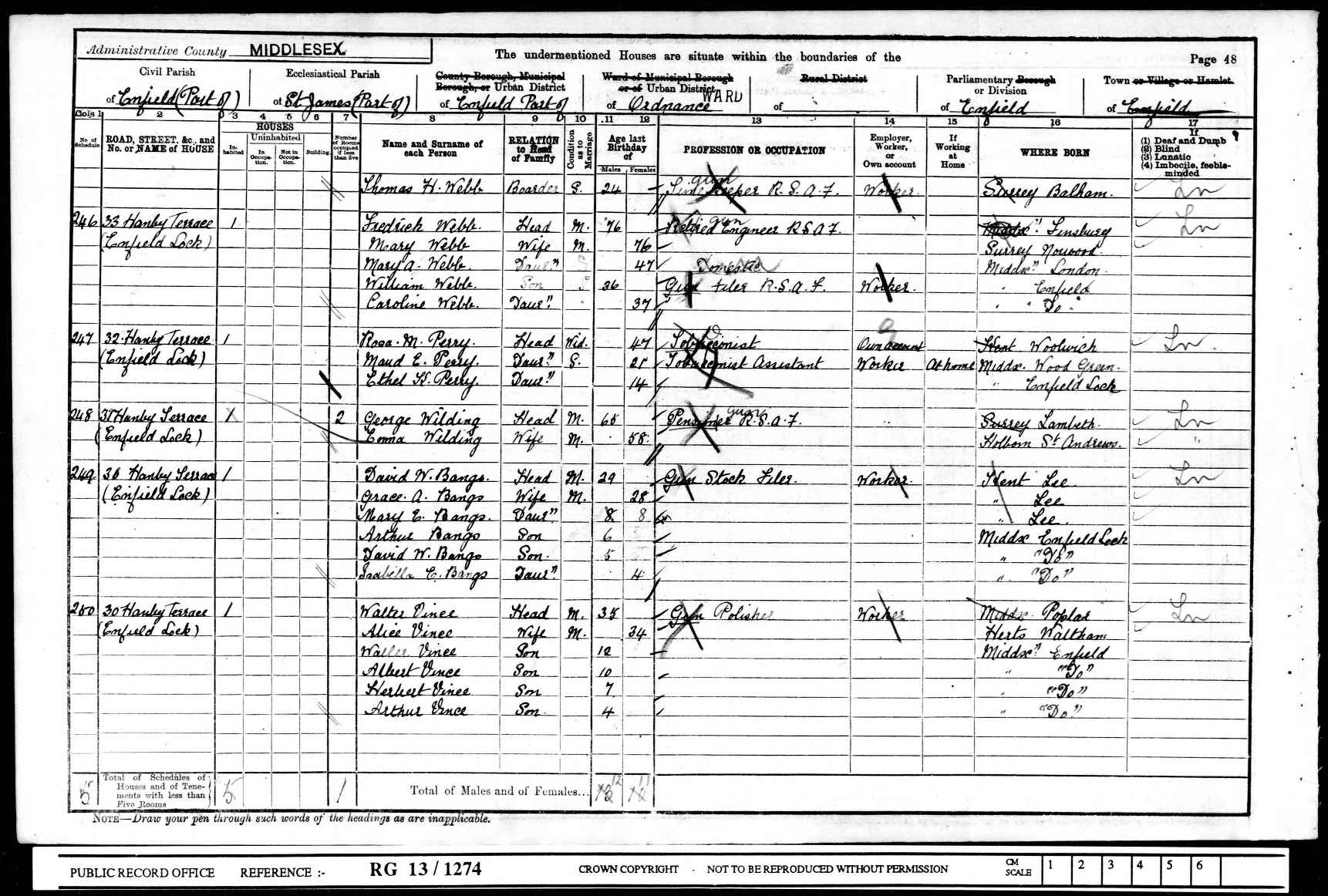 1891: 33, Hanby Terrace, Enfield, Middlesex