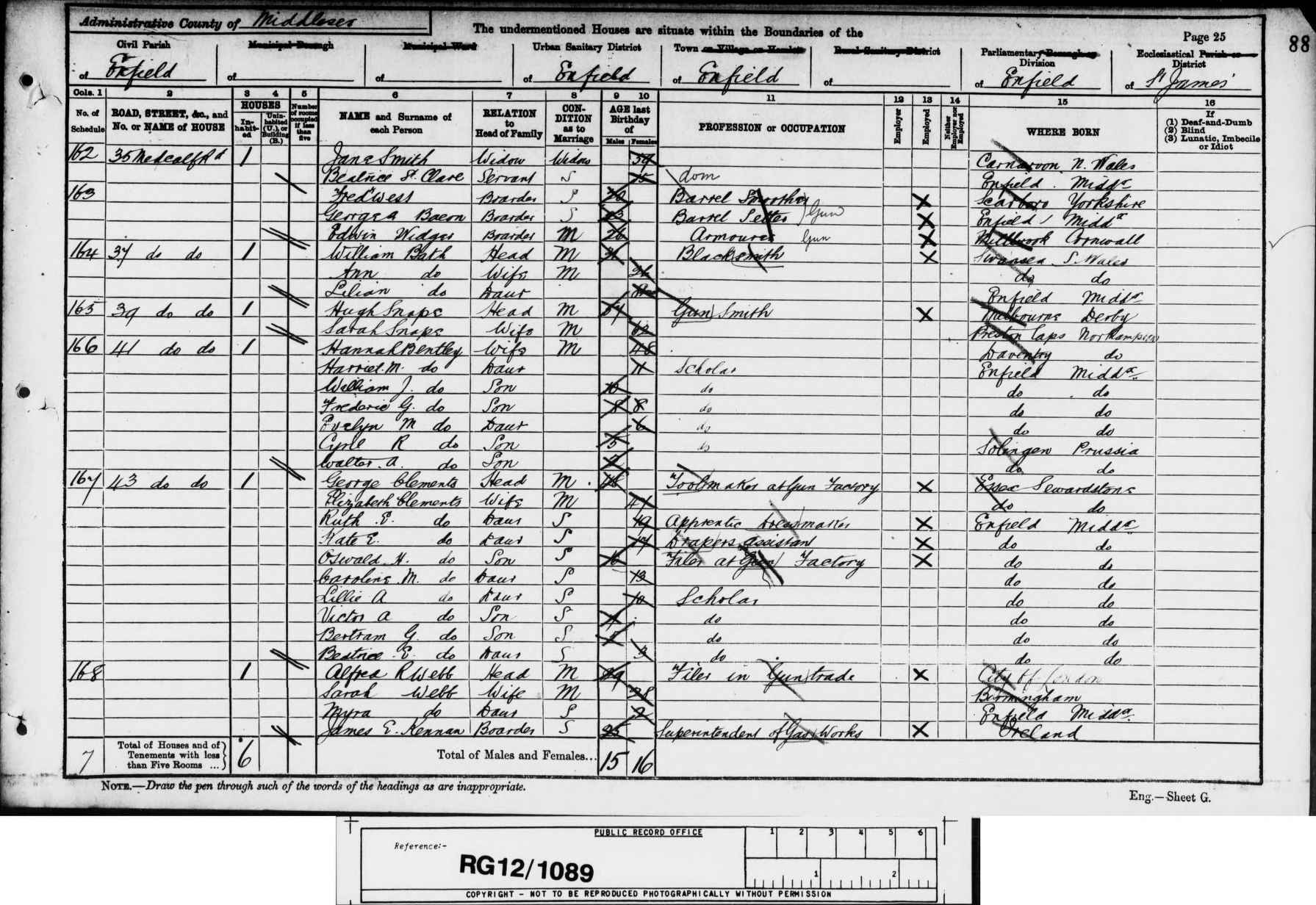 1891: 43, Medcalf Road, Enfield, Middlesex