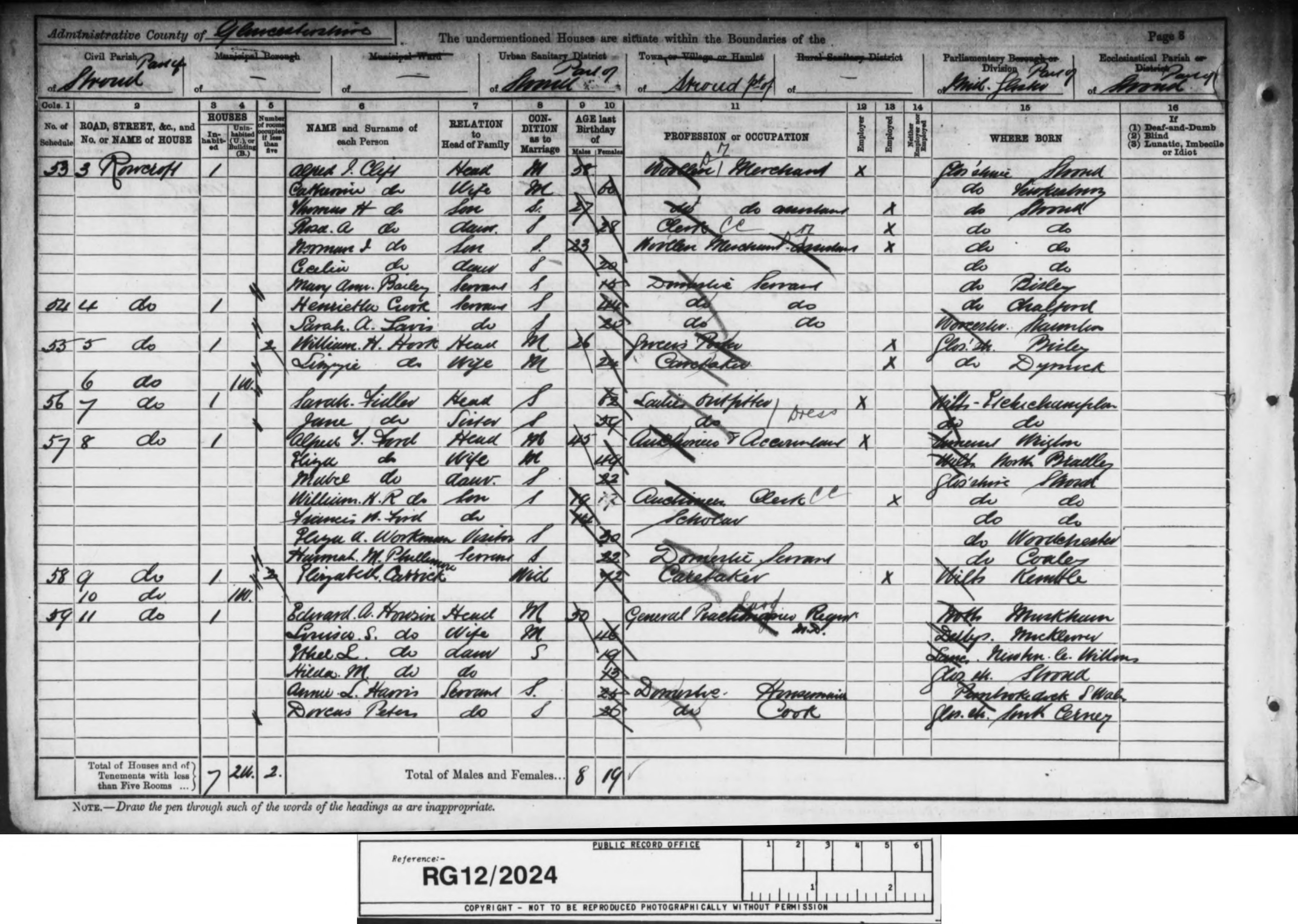 1891: 7, Rowcroft, Stroud, Gloucestershire