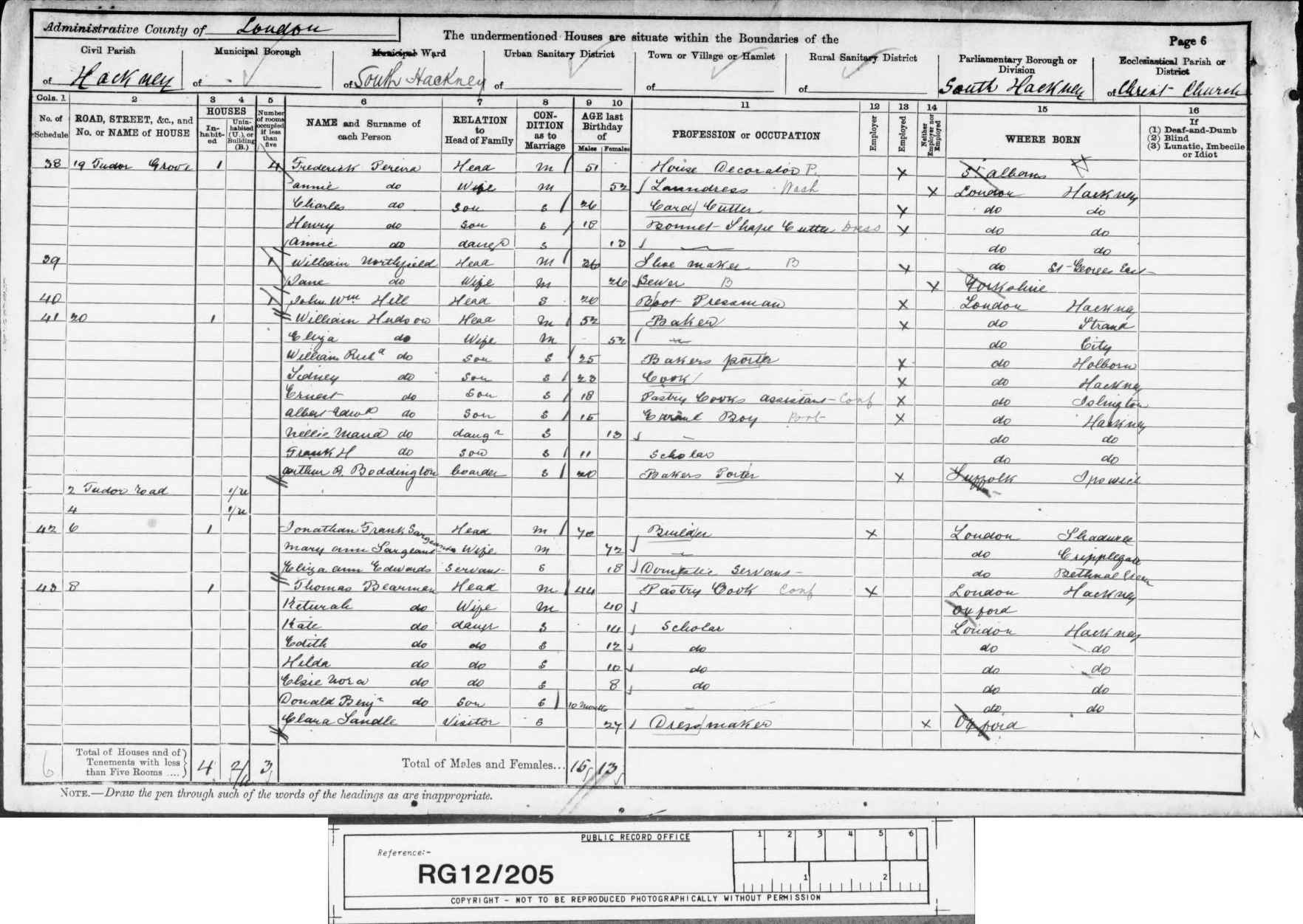 1891: 8, Tudor Road, Hackney, London