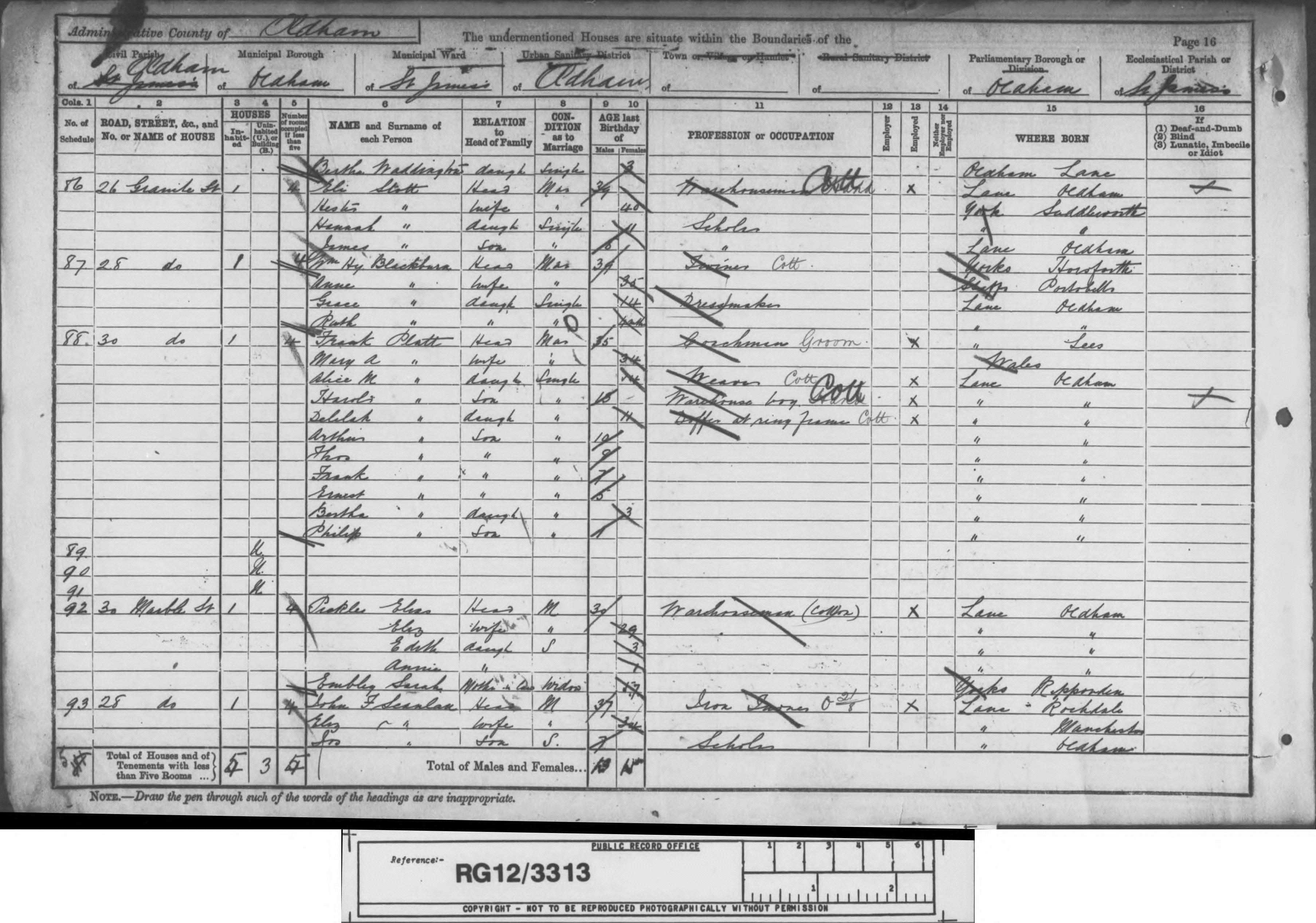 1891: Marble Street, Oldham, Lancashire