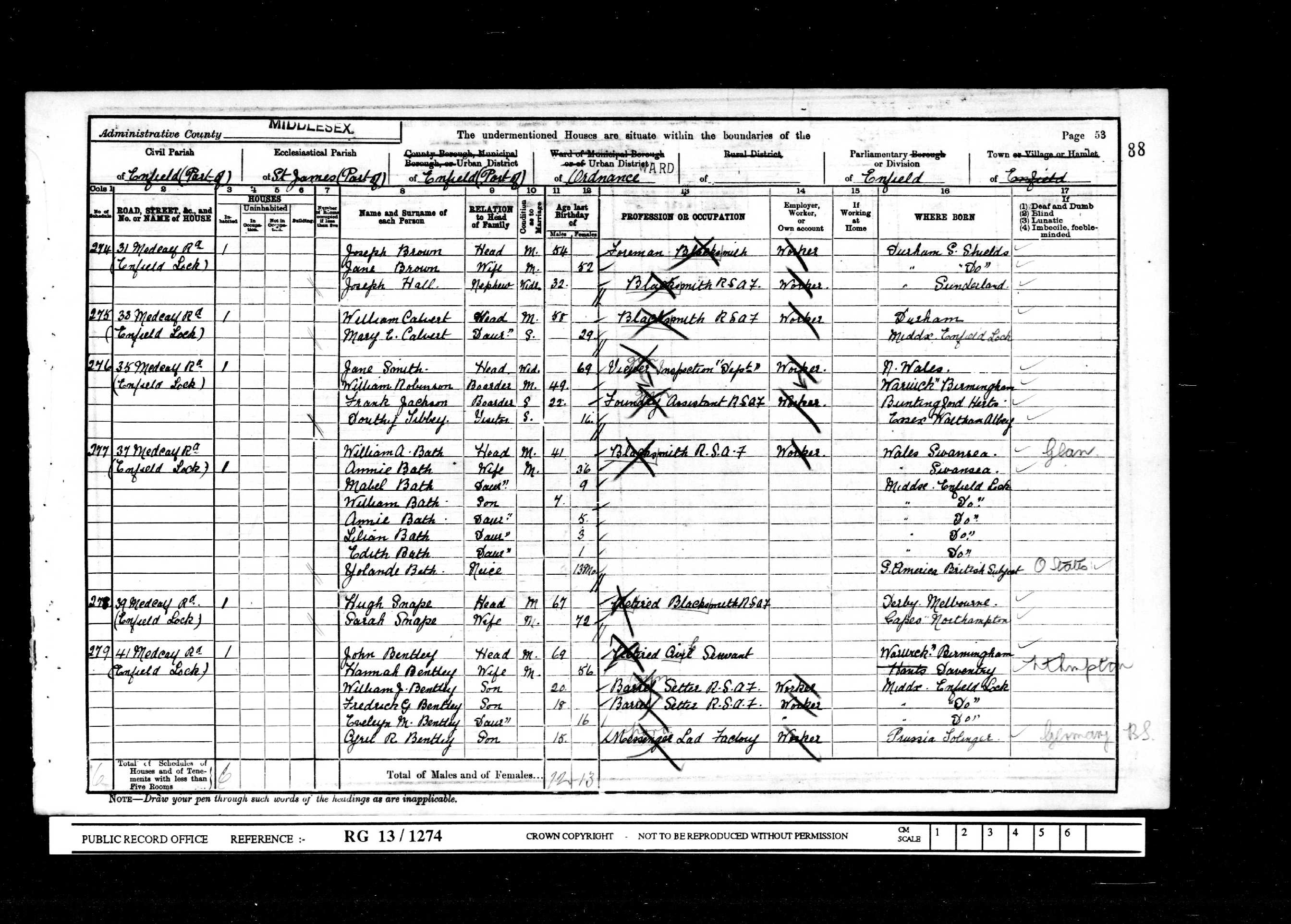 1901: 33 Medcalf Road, Enfield, Middlesex