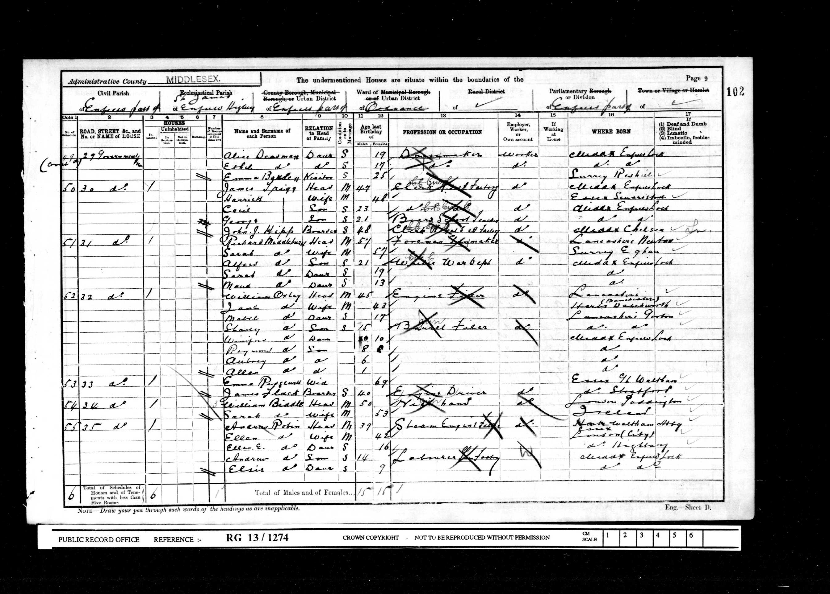 1901: 35, Government Row, Enfield, Middlesex