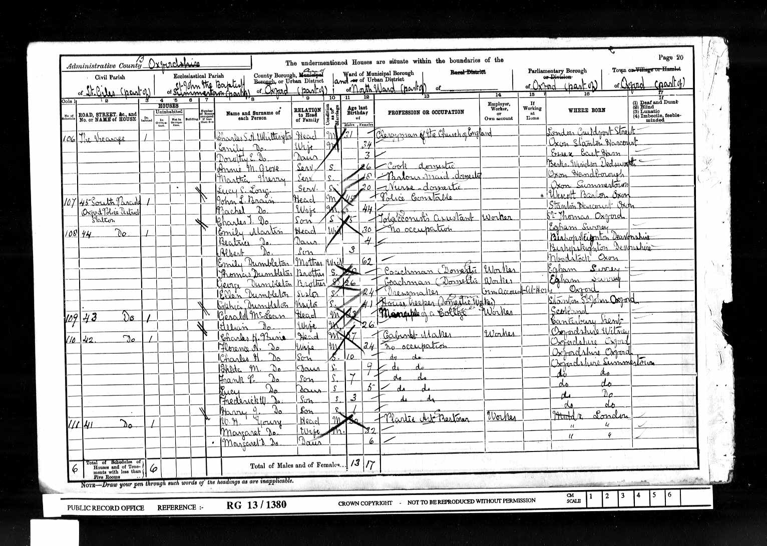 1901: 42 South Parade, Summertown, Oxford, Oxfordshire