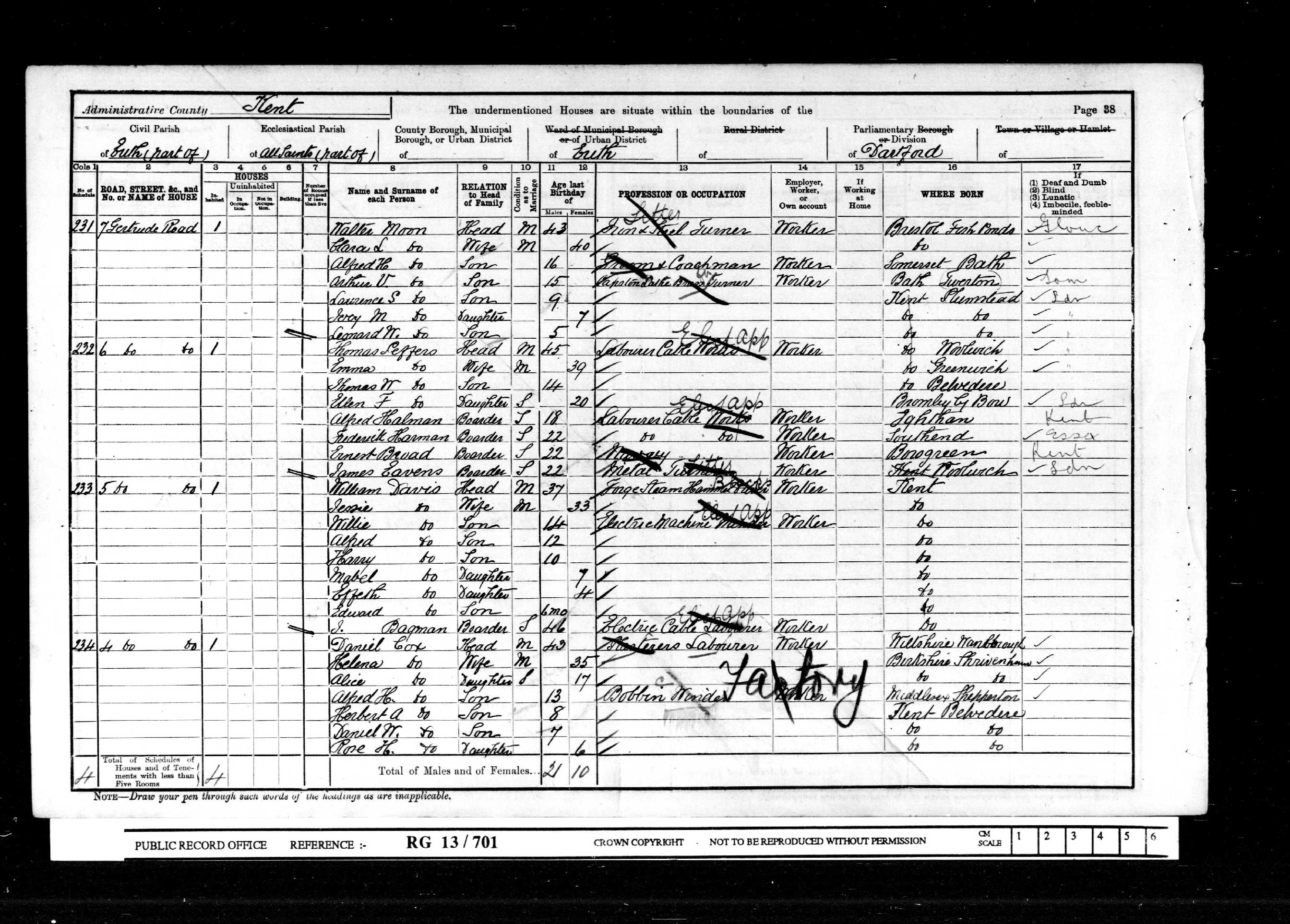 1901: 4 Gertrude Road, Erith, Dartford, Kent
