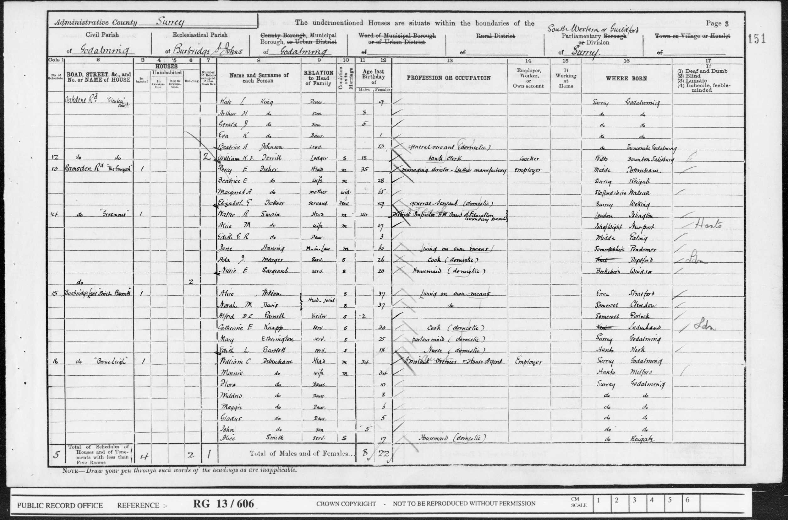 1901: Birch Bassett, Busbirdge Lane, Godalming, Surrey