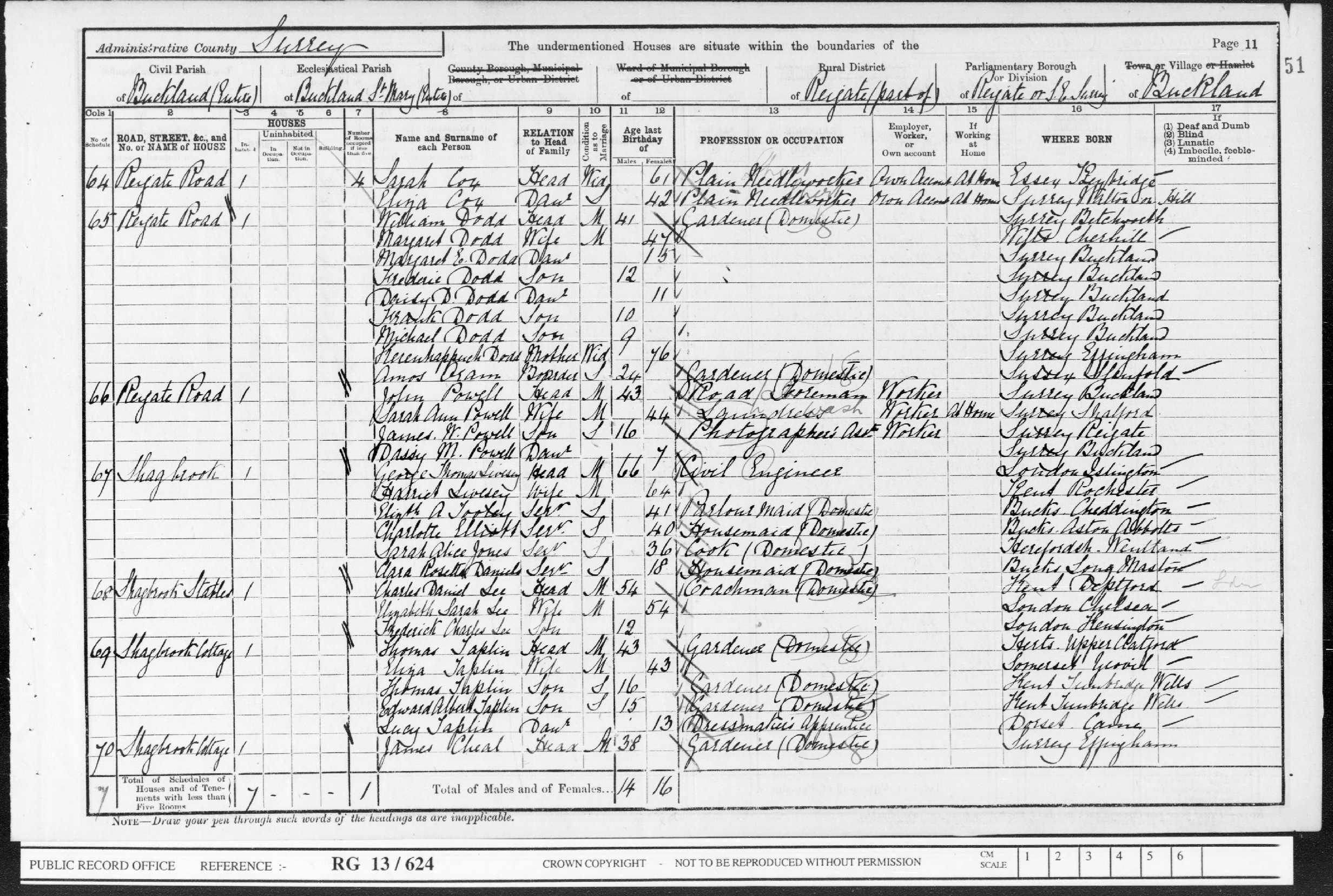 1901: Reigate Road, Buckland, Betchworth, Reigate, Surrey