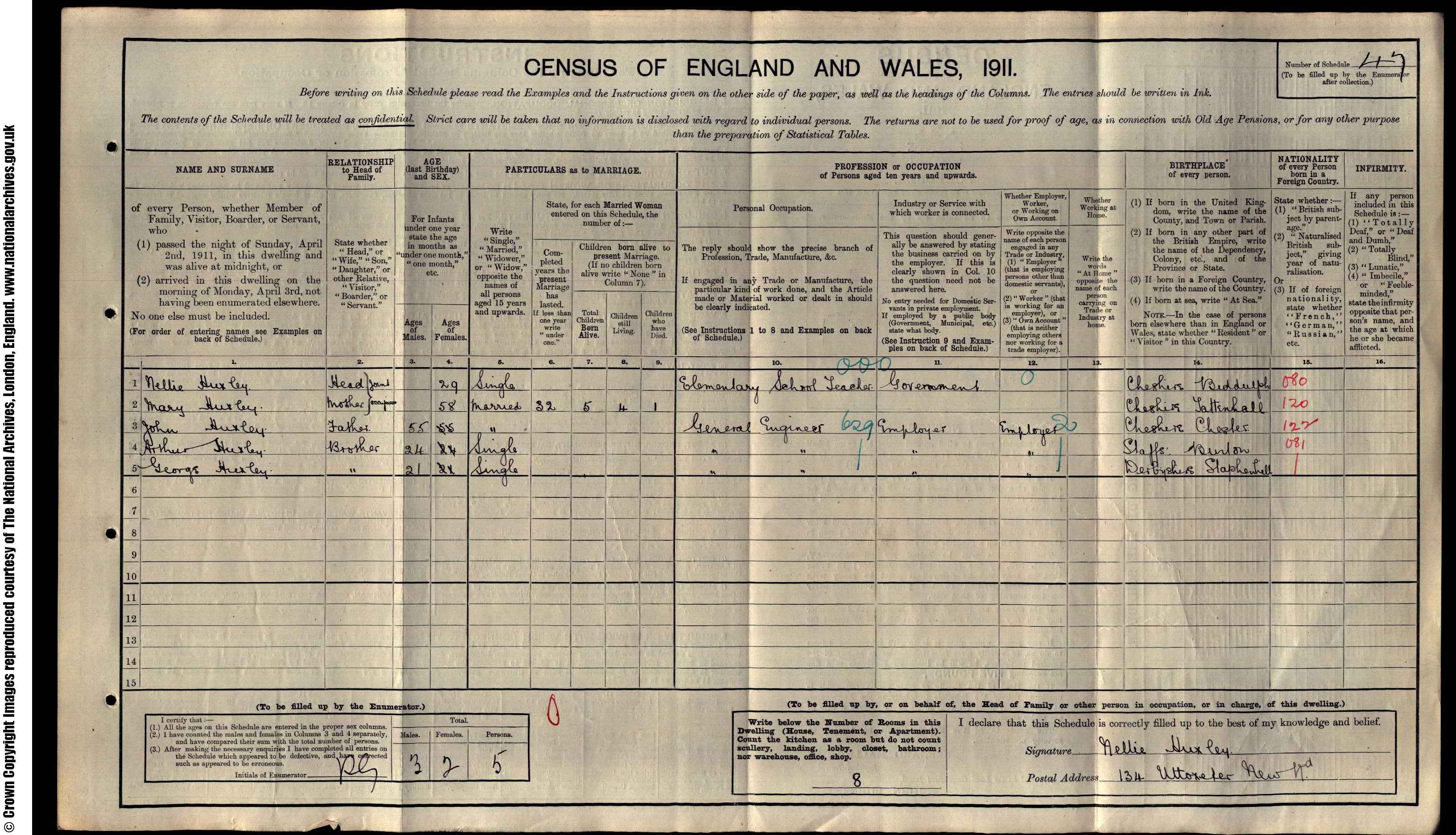 1911: 134  Uttoxeter New Road Derby, Derbyshire