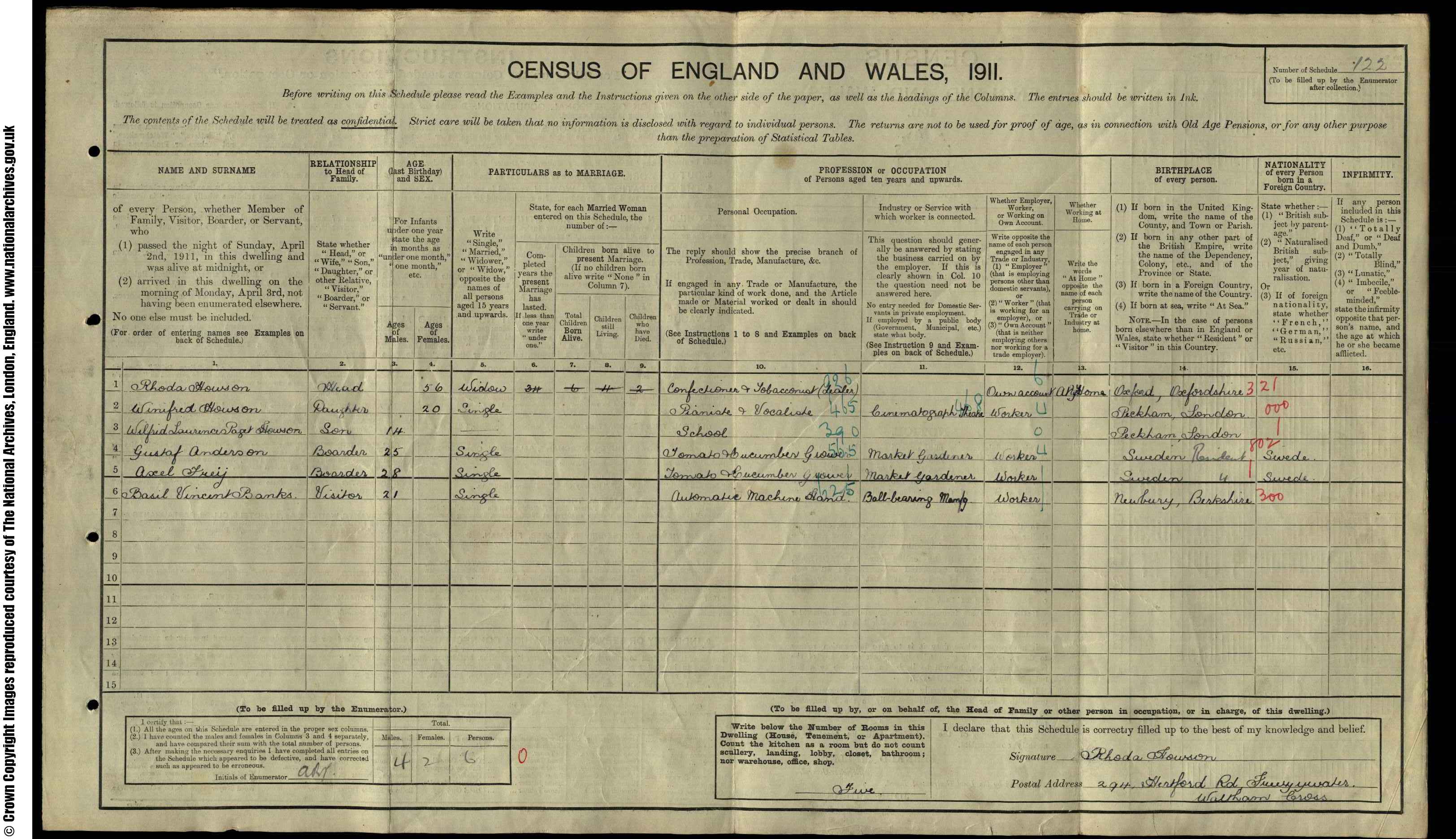 1911: 294  Hertford Road Waltham Cross Hertfordshire, Middlesex