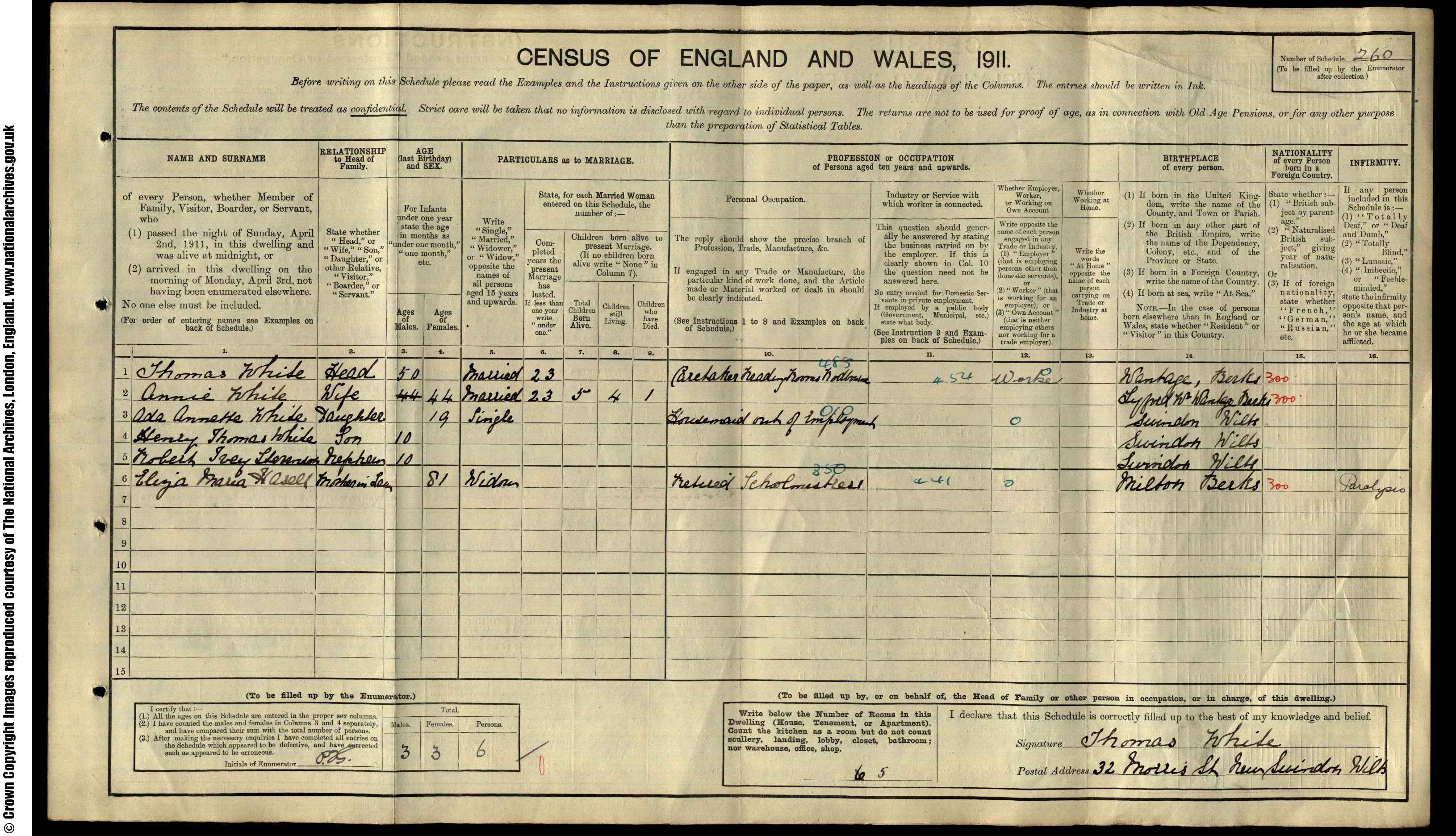 1911: 32 Morris St, Swindon, Wiltshire