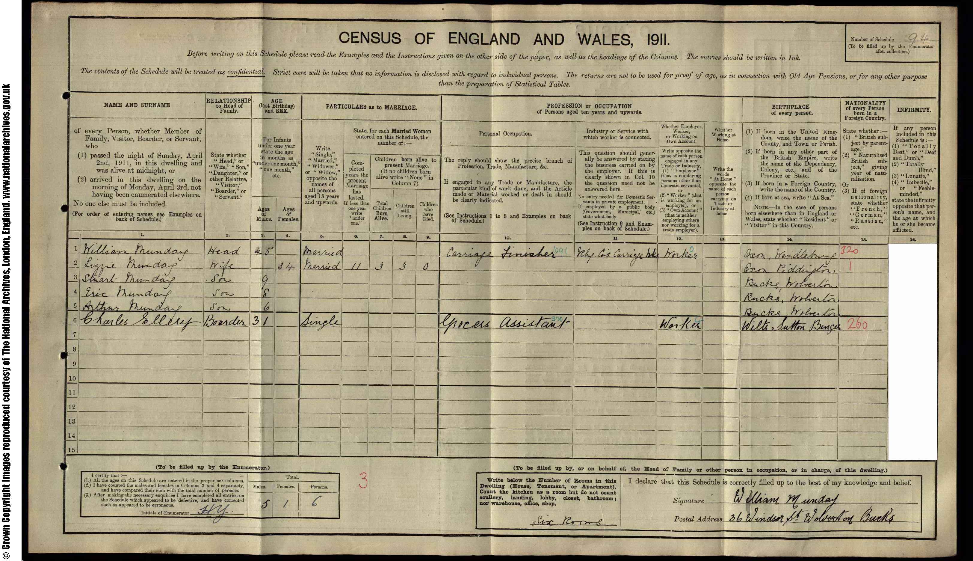 1911: 36  Windsor St Wolverton, Northamptonshire