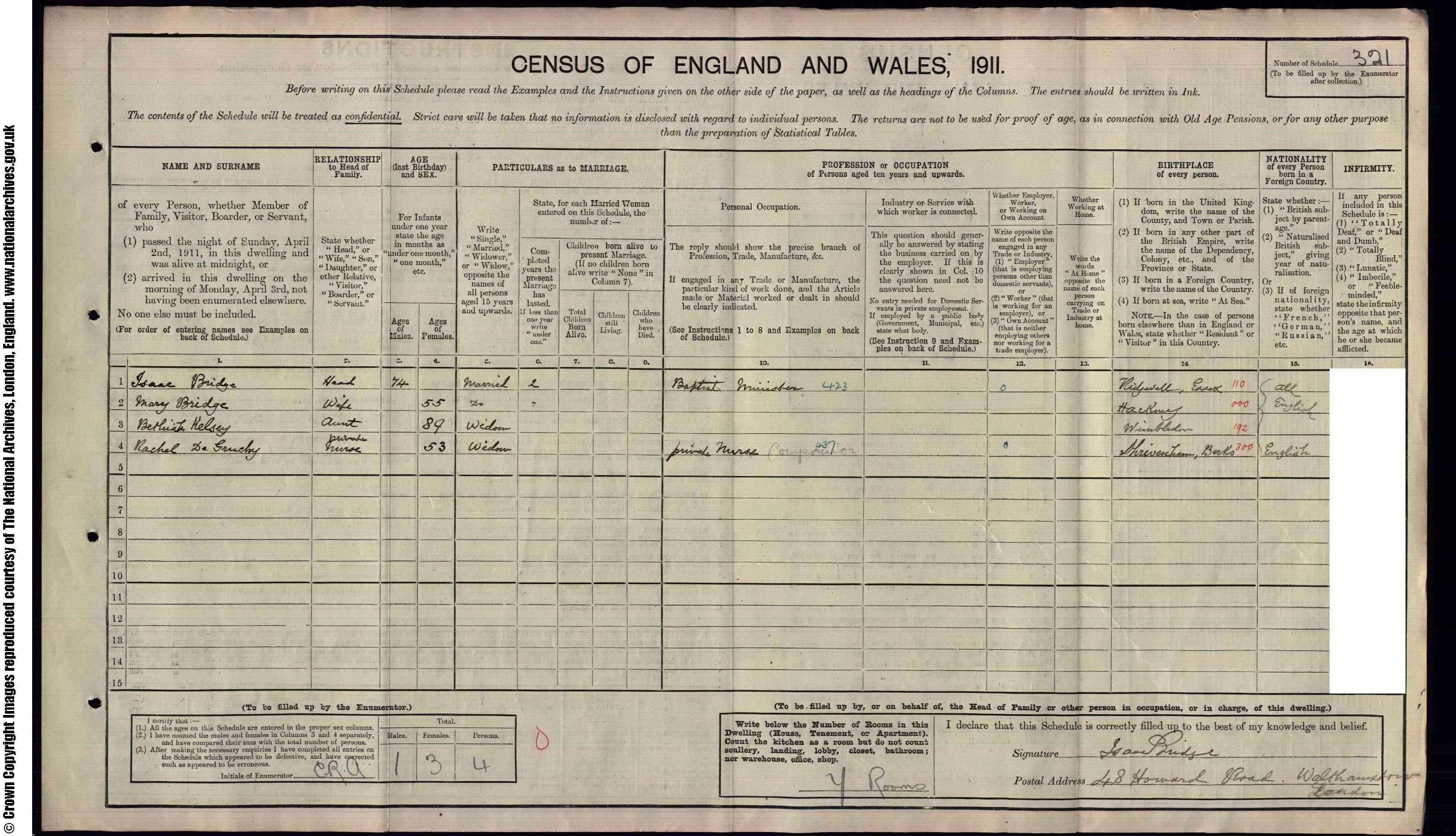 1911: 48  Howard Road Walthamstow, Essex