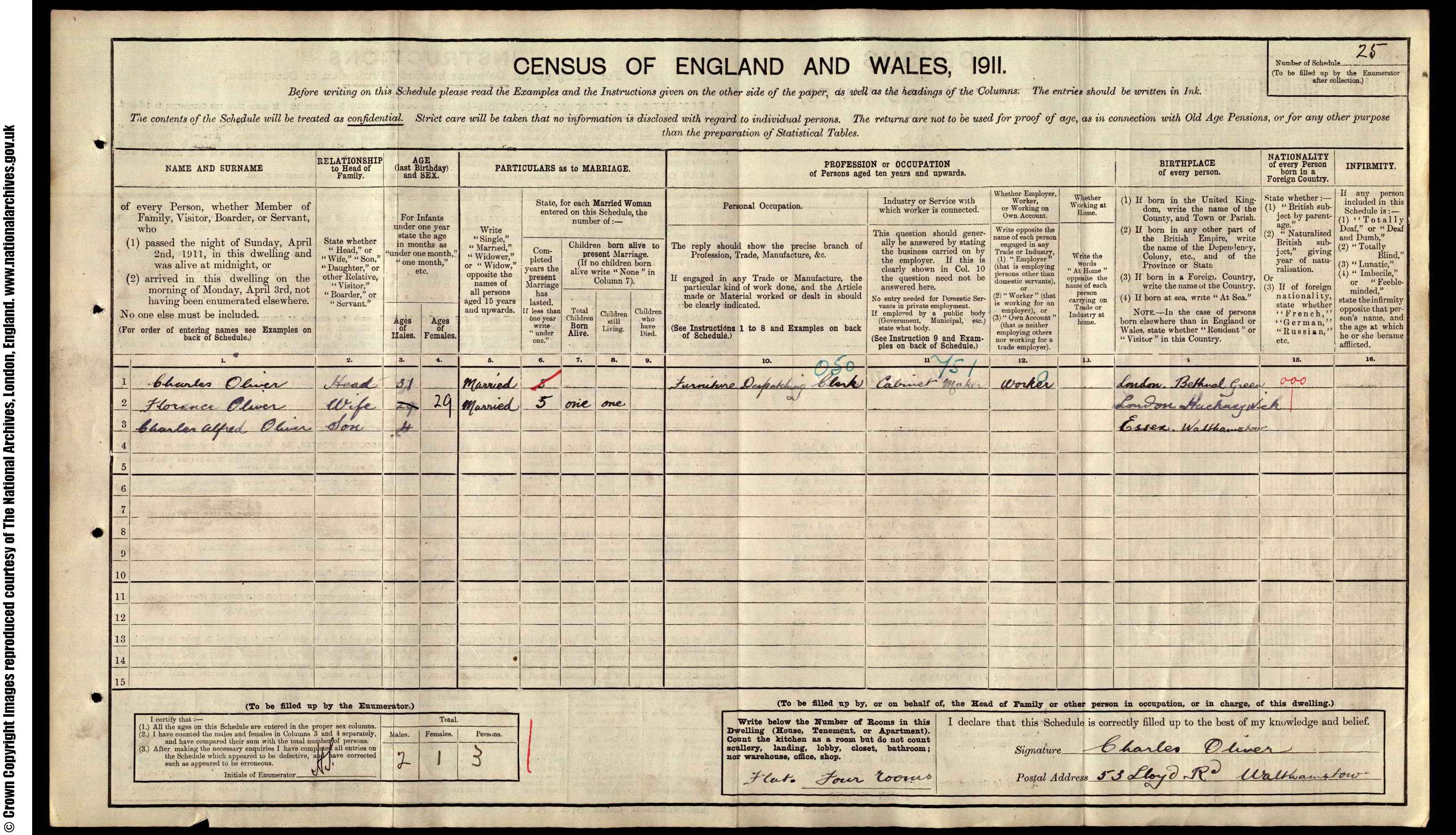 1911: 53  Lloyd Road Walthamstow, Essex