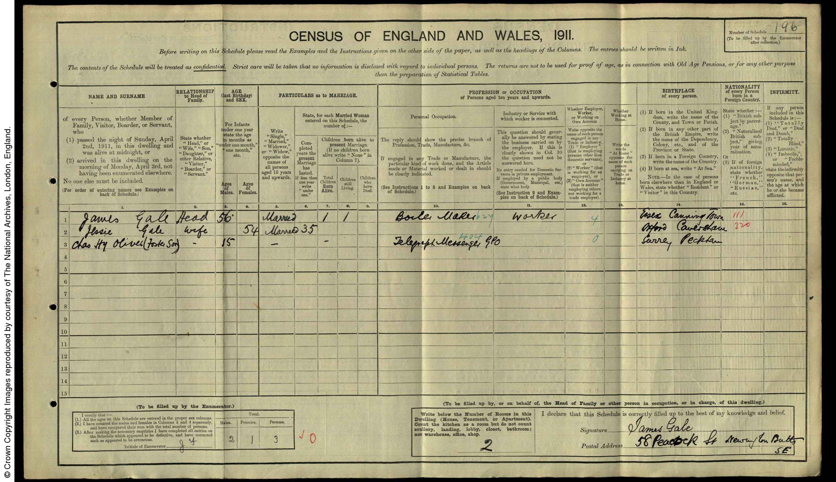 1911: 58 Peacock Street, St Mary Newington, London