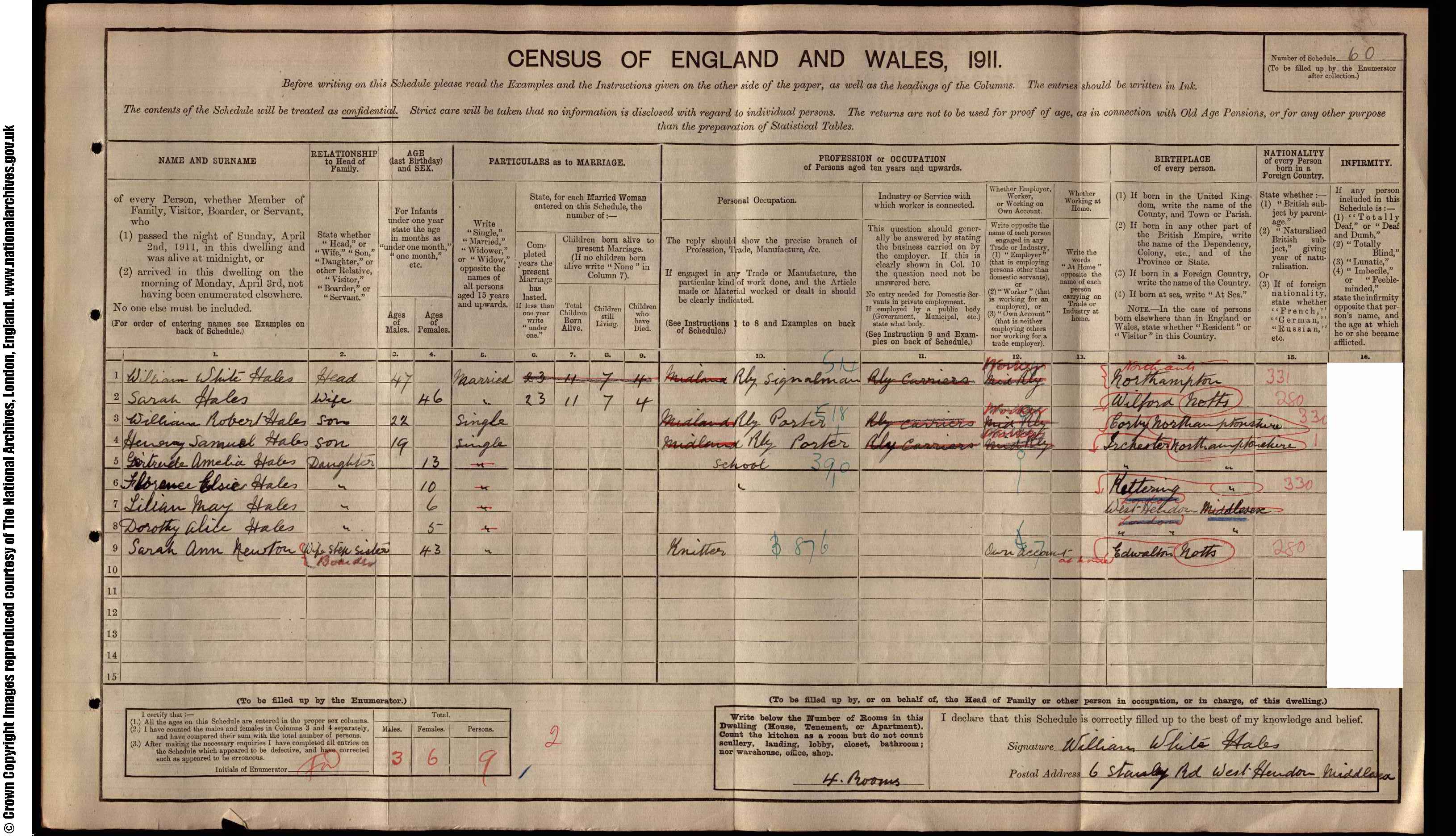 1911: 6  Stanley Road W Hendon NW, Middlesex