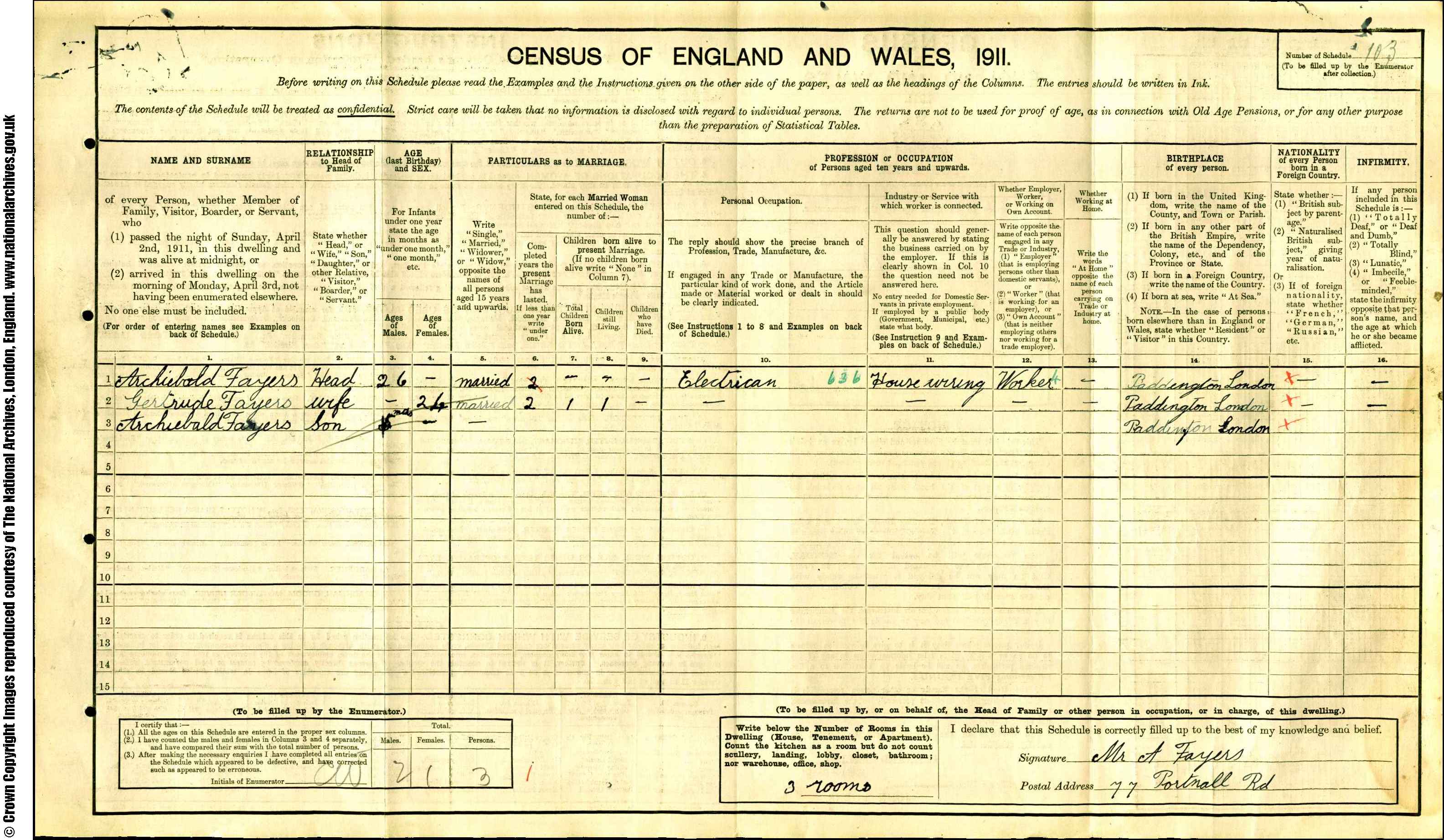 1911: 77 Portnall Road, Paddington, London