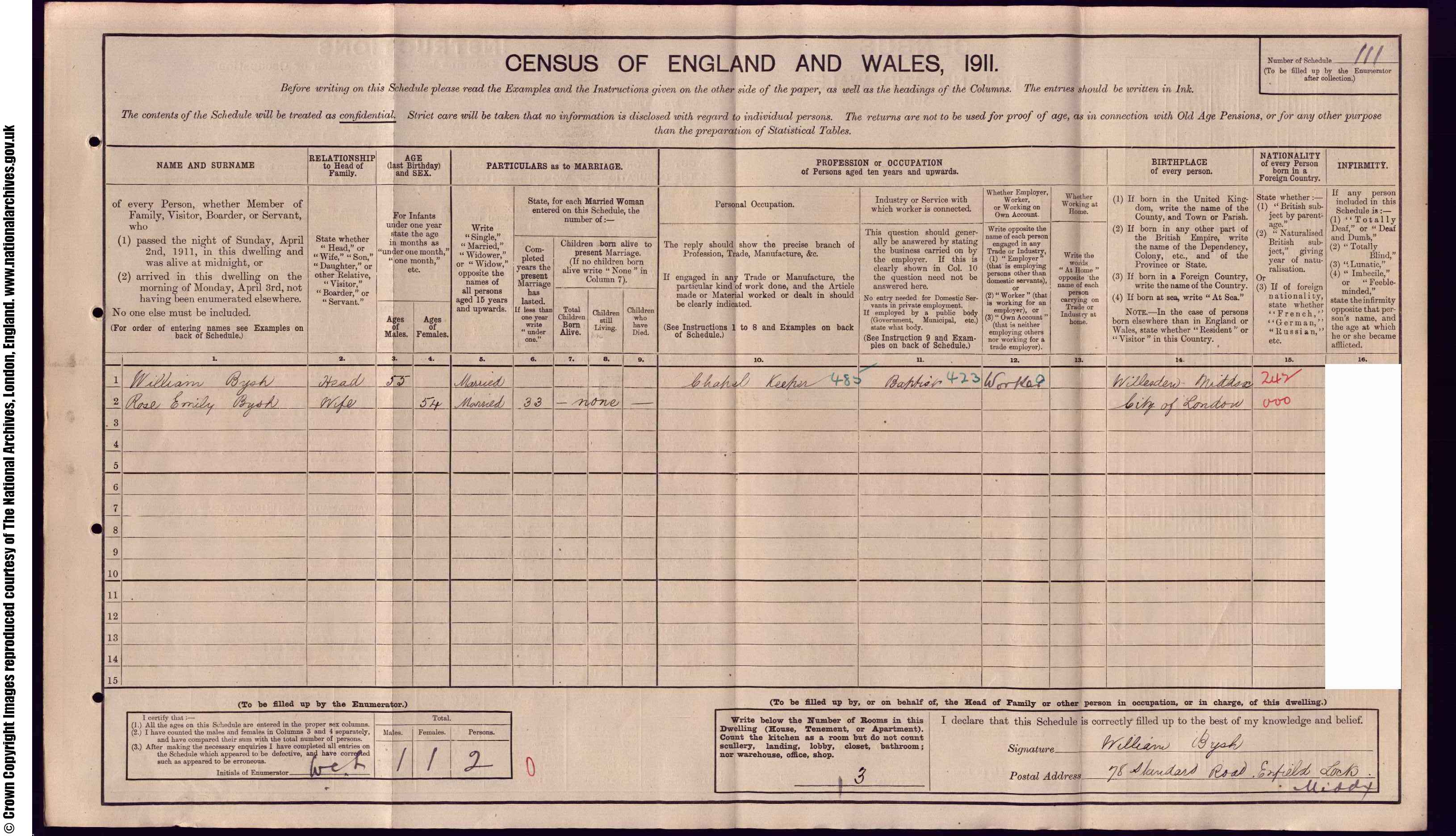 1911: 78  Standard Road, Middlesex