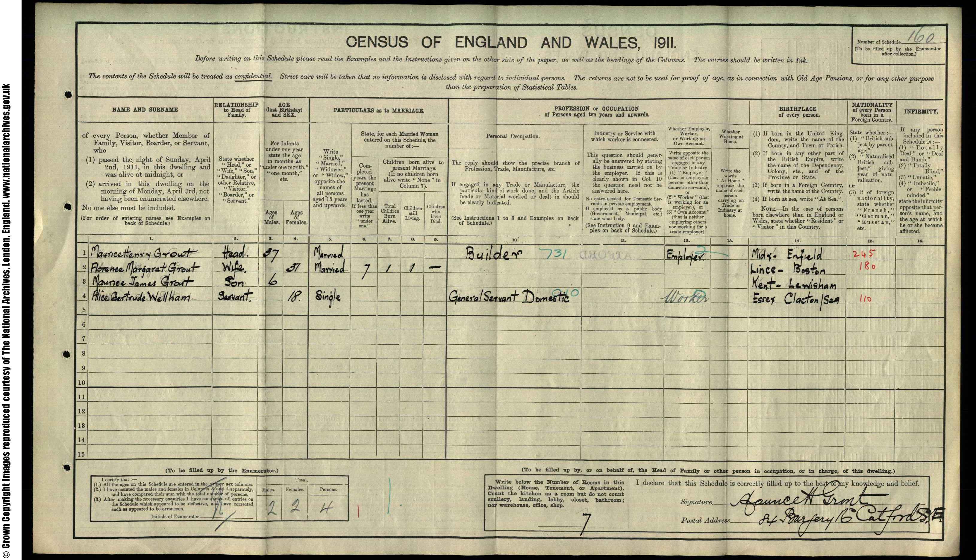 1911: 84 Bargery Road, Catford, London