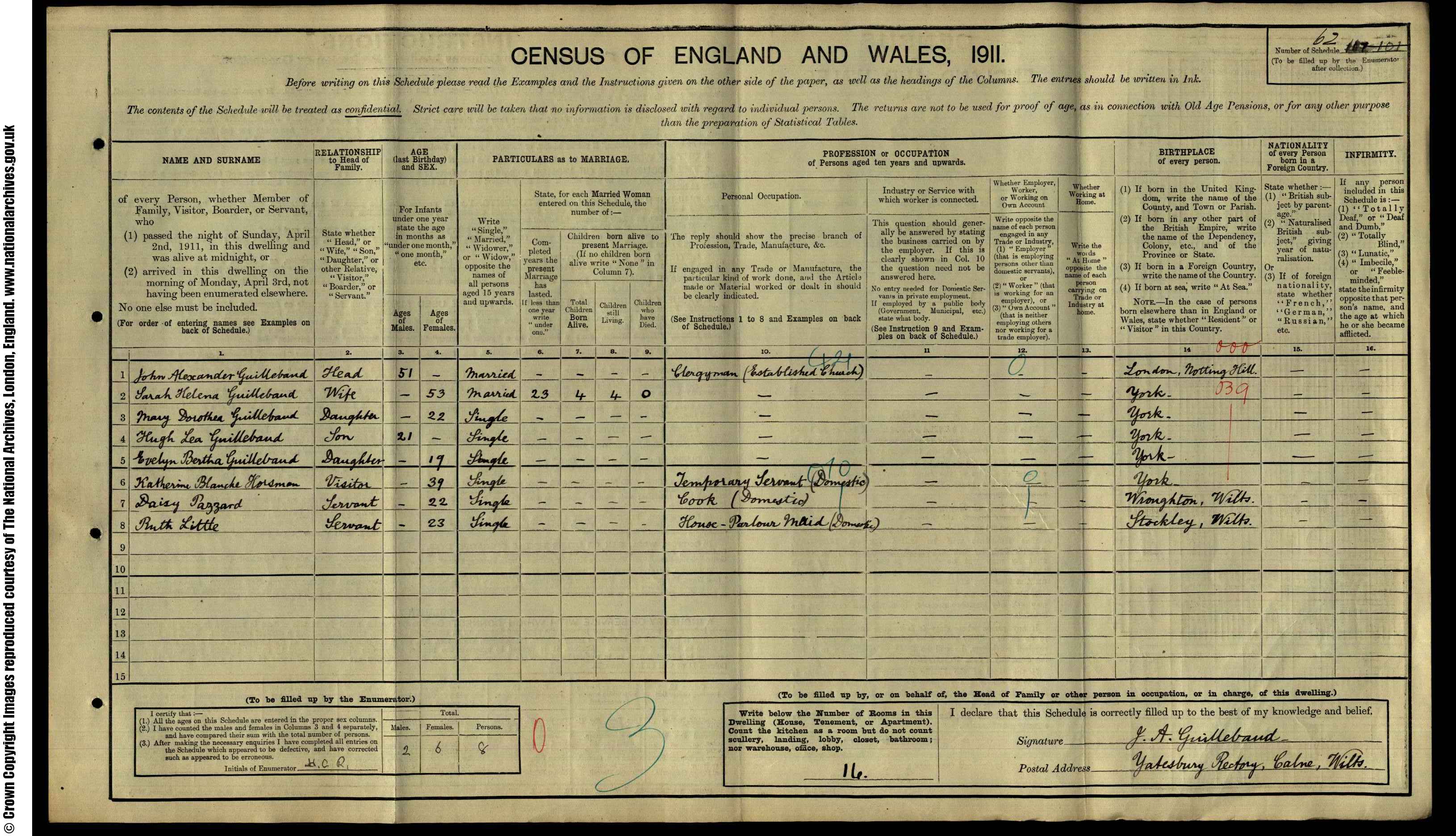 1911: An address in Calne, Wiltshire, Wiltshire