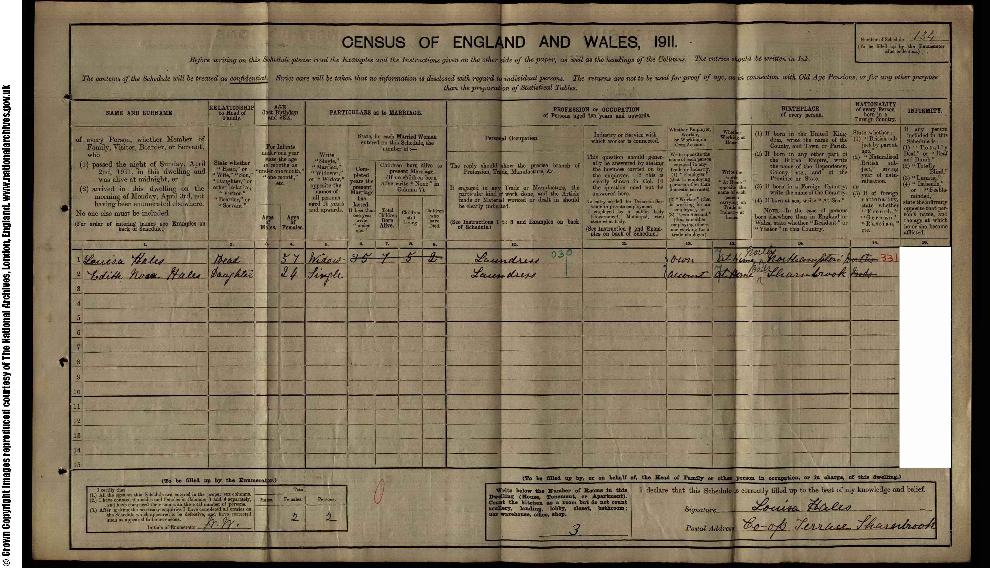 1911: Court Op Terrace, Sharnbrook, Bedfordshire, Bedfordshire